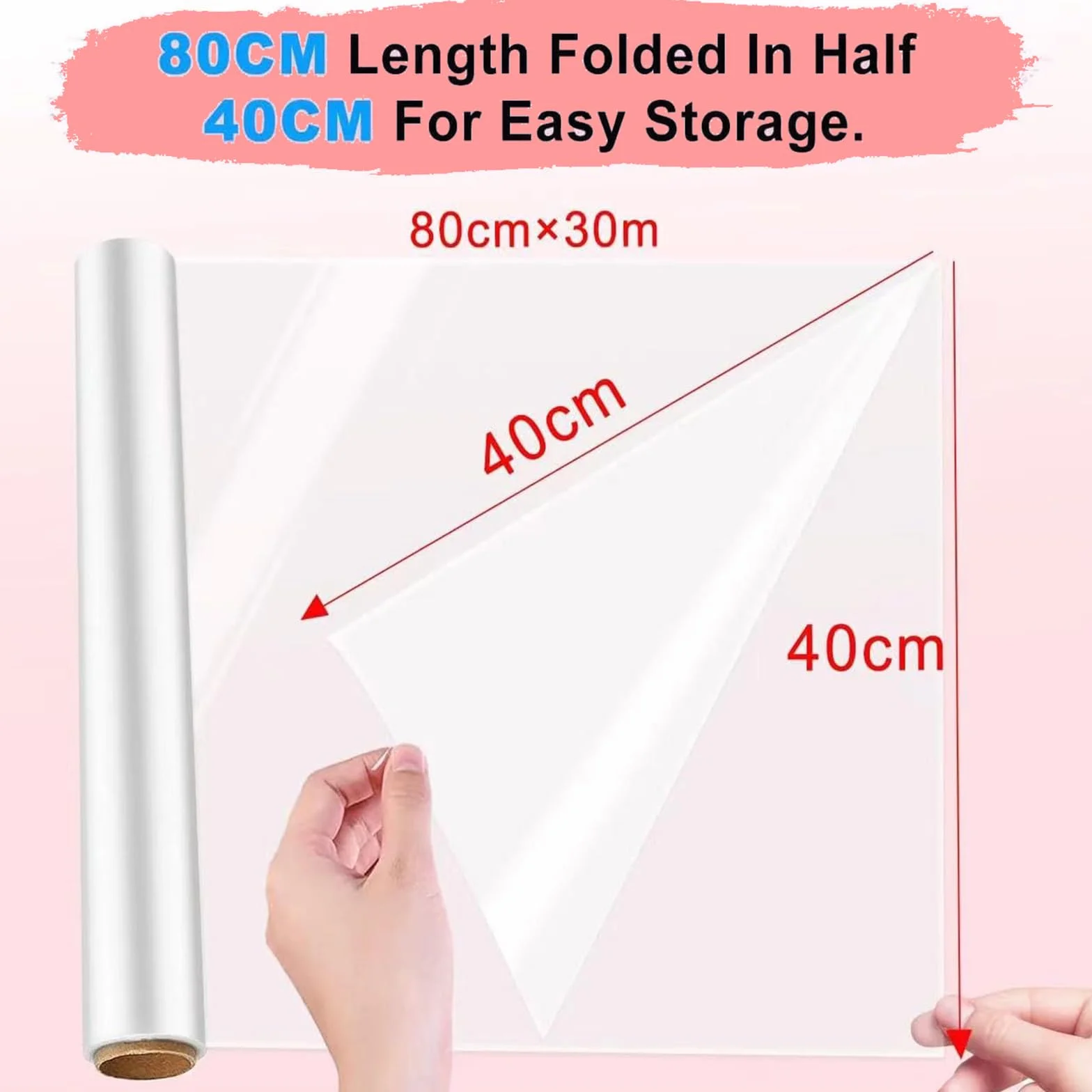 Carta Trasparente per Confezioni，80 cm x 30 m Cellophane per imballaggio Cellophane carta da regalo，per Fiori, Regali, Cesti, Imballaggi Artistici