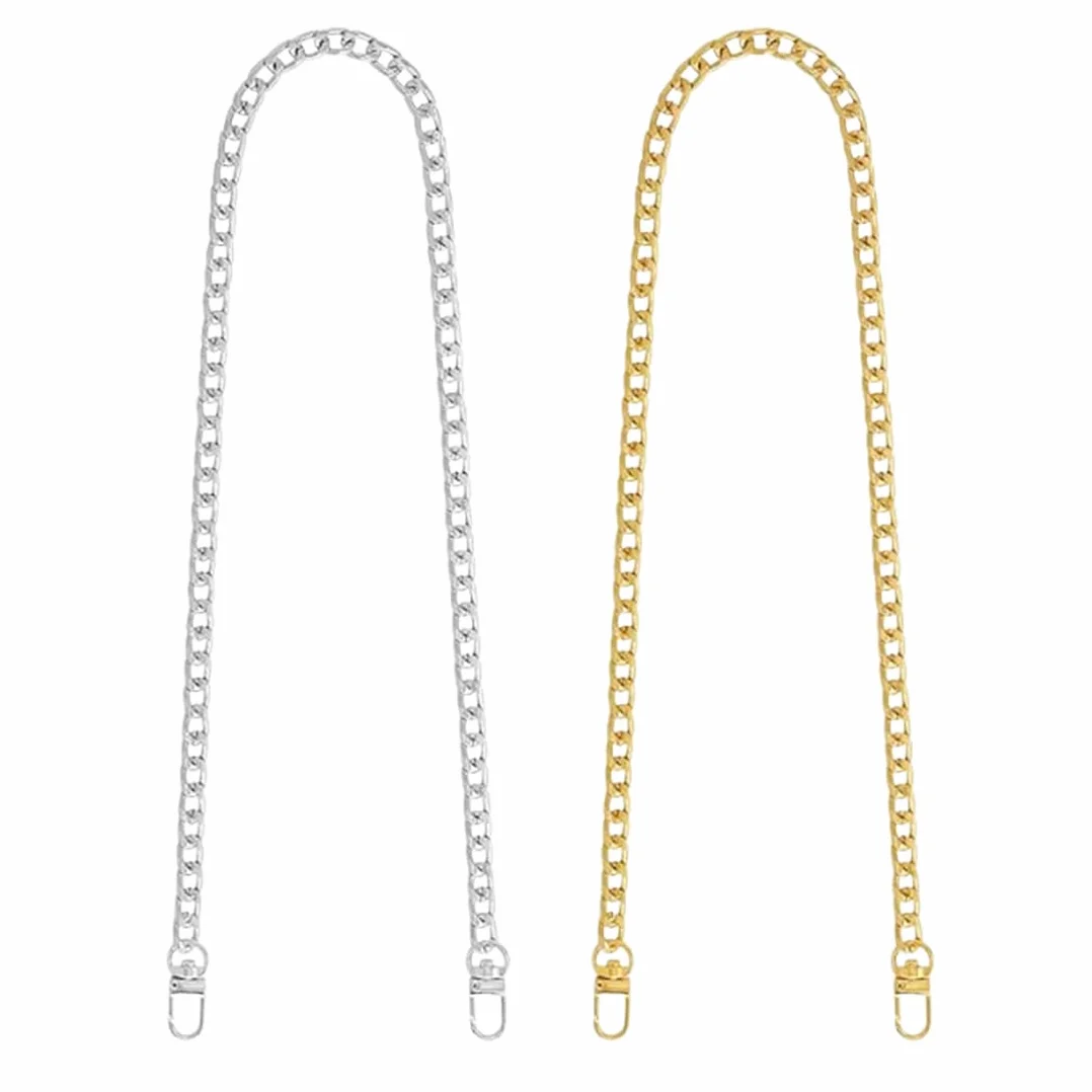 2 Pezzi Catena per Borsa a Tracolla Set, piatte di ricambio in metallo lucido di alta qualità, per borse fai da te piatta cinghie di ricambio, 120cm