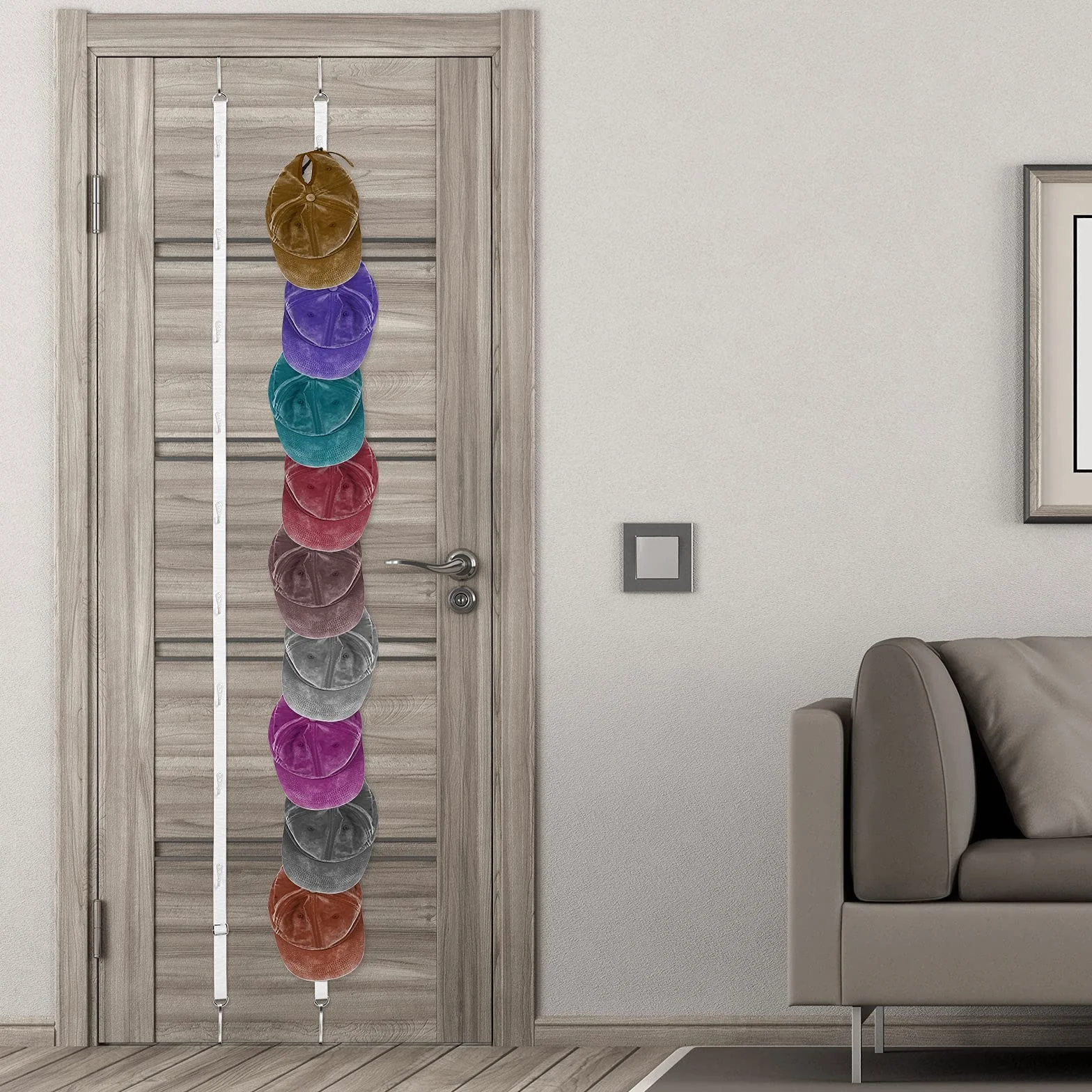 Jetec 2 Pezzi Organizer per Cappelli da Appendere Regolabile con Gancio Bianco