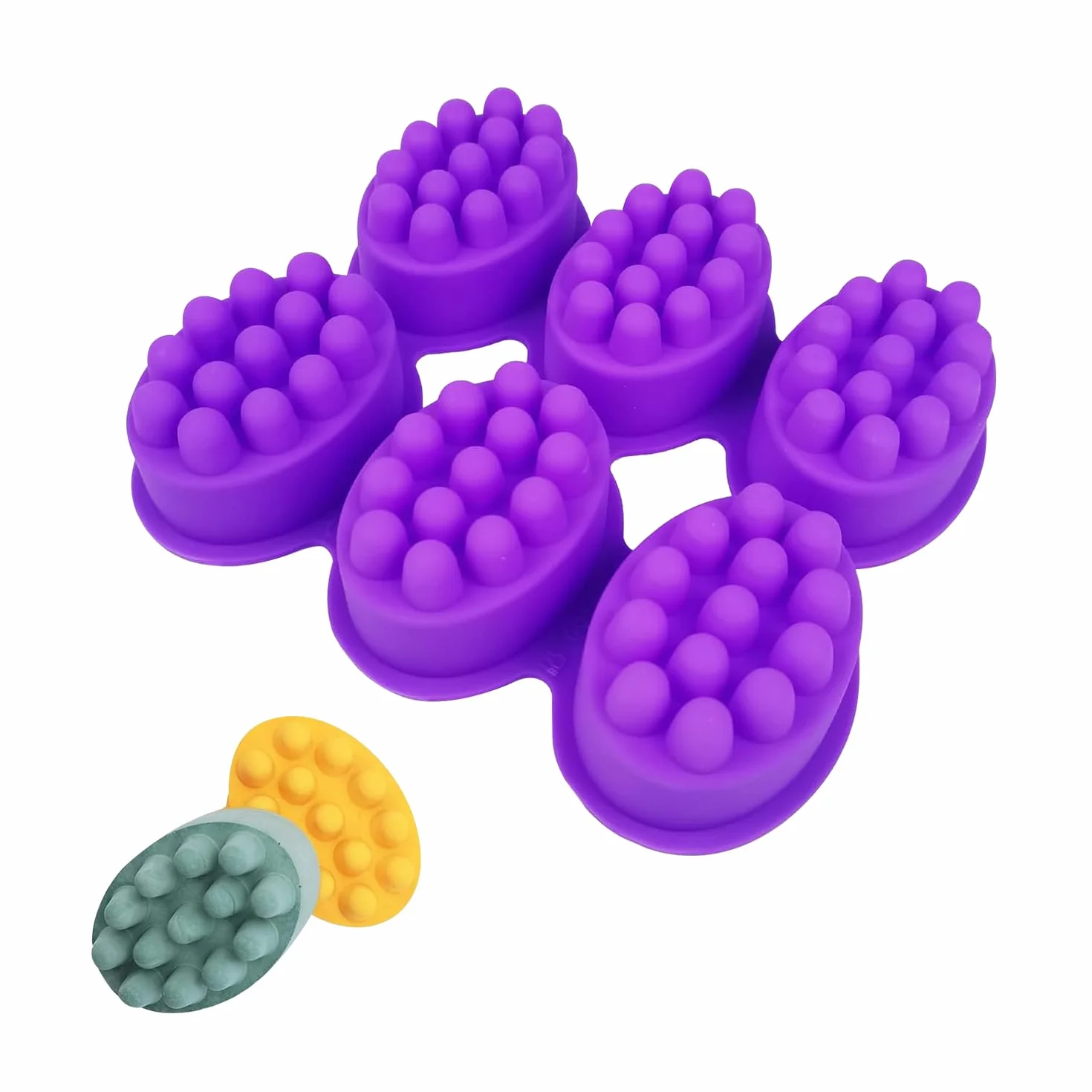 Stampo per sapone da massaggio, 6 cavità, in silicone, per la produzione di sapone, per pane, cioccolato, cubetti di ghiaccio