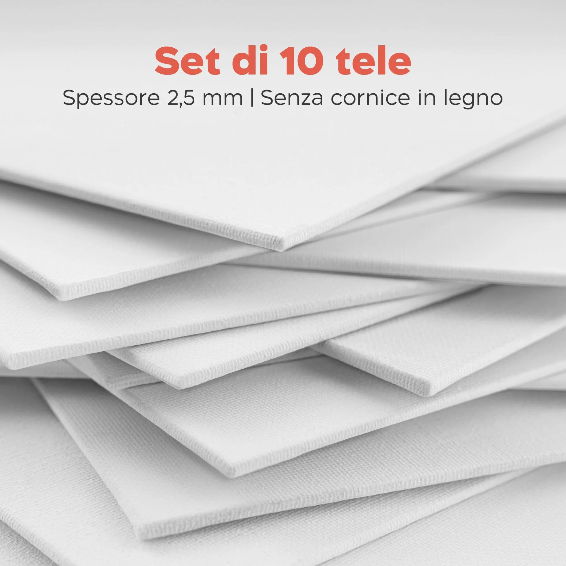 Zenacolor Tela per Dipingere 30x40cm (Set da 10) - 280 g/m² 100% Cotone - Per Pittura Acrilica, a Olio, Tempera, Guazzo, ecc.