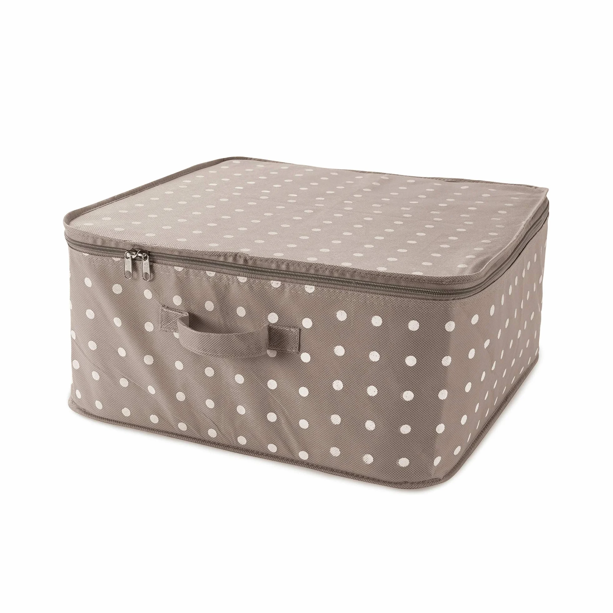 Compactor RAN4540B Rivoli Custodia Porta Coperte con cerniera, Chiusura lampo, Antipolvere, Polipropilene, Marrone/Bianco, 46 x 46 x H. 20.5 cm