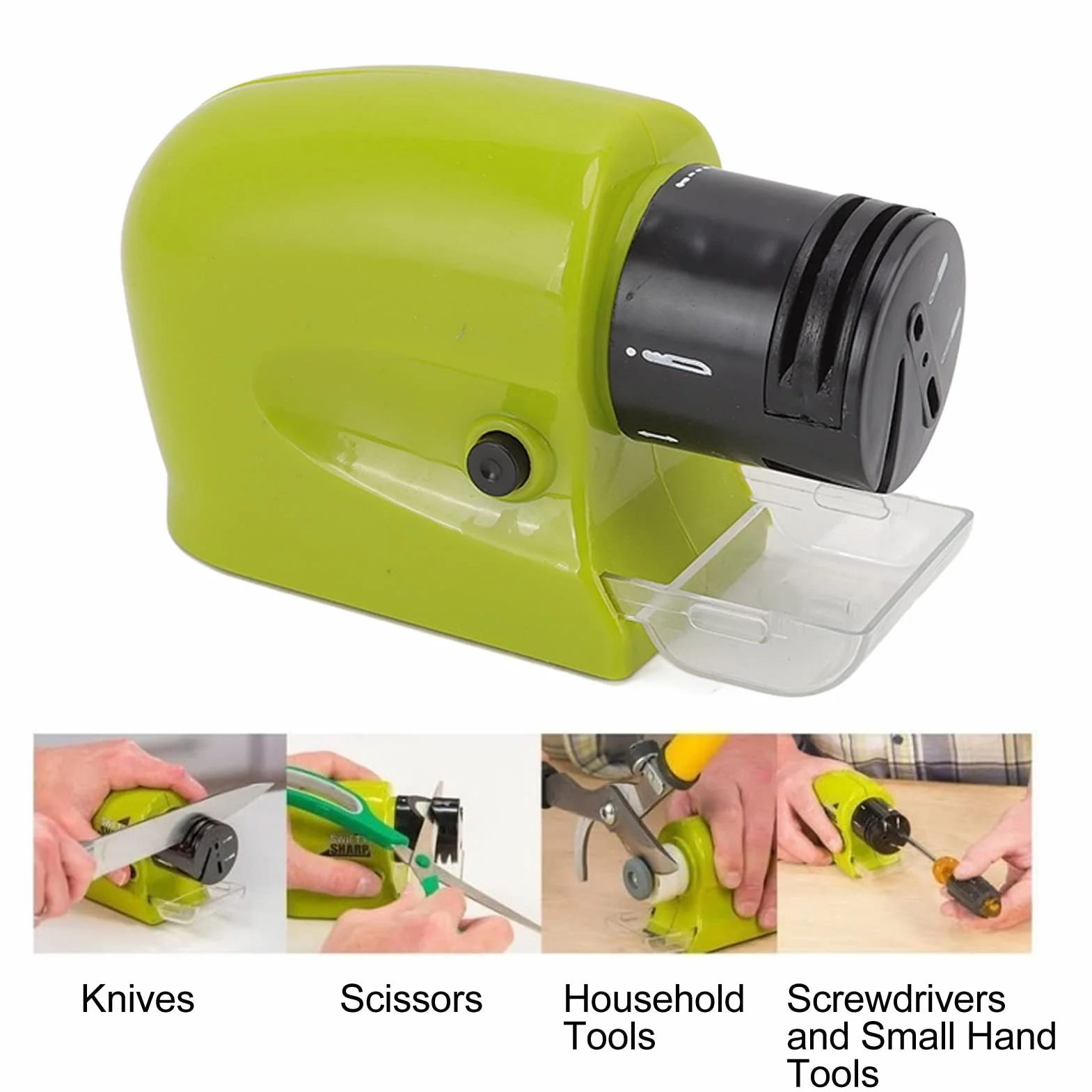 Electric Knife Sharpener, Automatic Knife Sharpening Machine for Kitchen Use, Swifty Sharp Black Quick Sharpening Tool No Battery Required