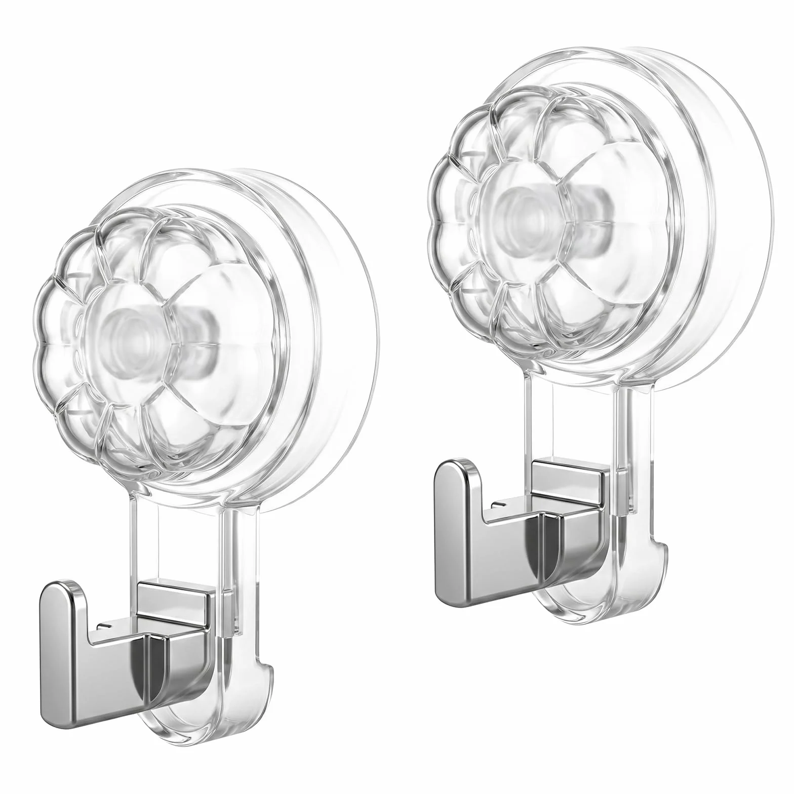 Naapesi 2 Pezzi Ganci a Ventosa Forti, Ganci Ventose Sottovuoto Potenti, Ganci a Ventosa Riutilizzabile Impermeabile Trasparente Rimovibile Ventose con Gancio, per Bagno, Cucina, Vetro, Finestra