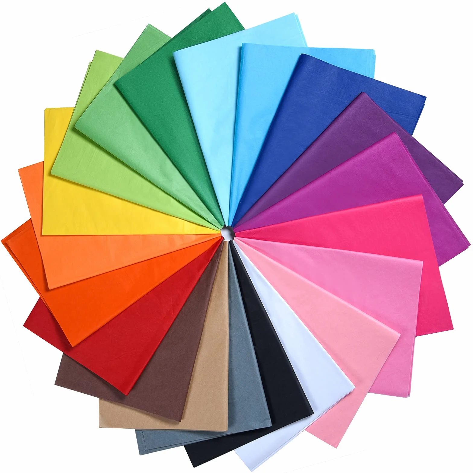 MIAHART Carta velina colorata, 60 fogli, 20 colori assortiti, 50,8 x 35,6 cm, perfetta per artigianato, fiori, feste di compleanno, festival e confezioni regalo