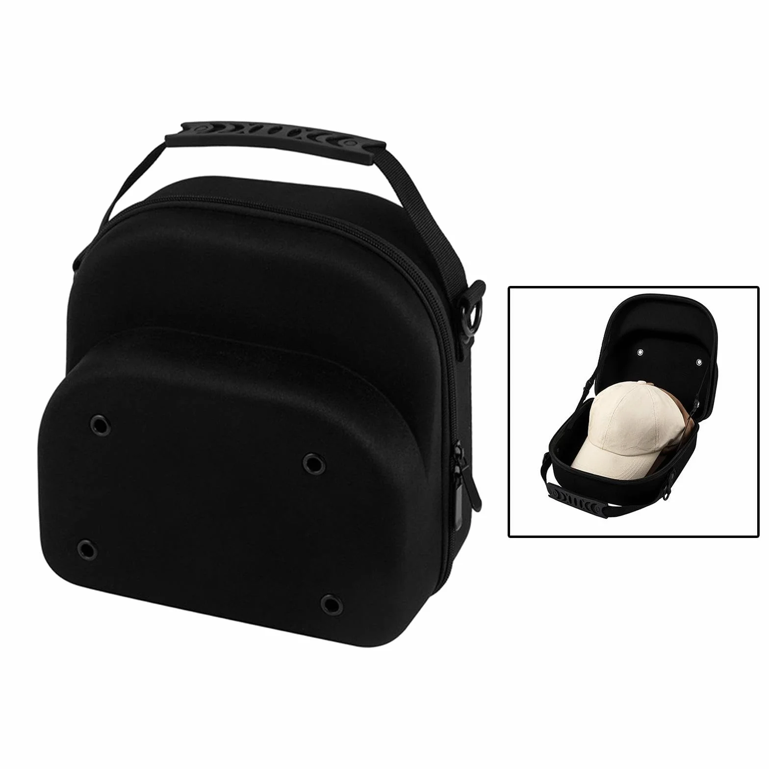 Custodia Rigida per Cappellini Da Baseball Nera Borsa Trasporto Conservazione
