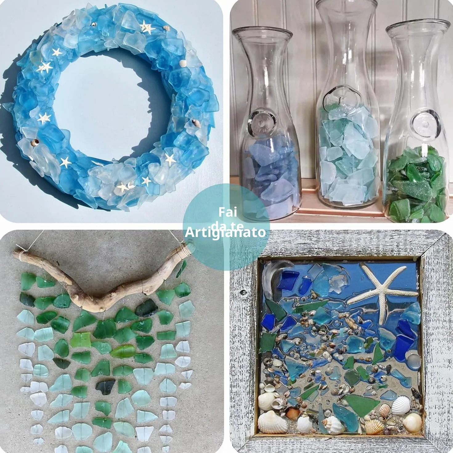 LATERN 600g Pezzi di Vetro Marino, 22OZ Blu Cobalto, Bianco e Verde Vetro Marino Piatto Satinato Frantumato Riempitivo per Vasi per Casa Acquario Crafts Artistico Fai Da Te Spiaggia Matrimonio Festa
