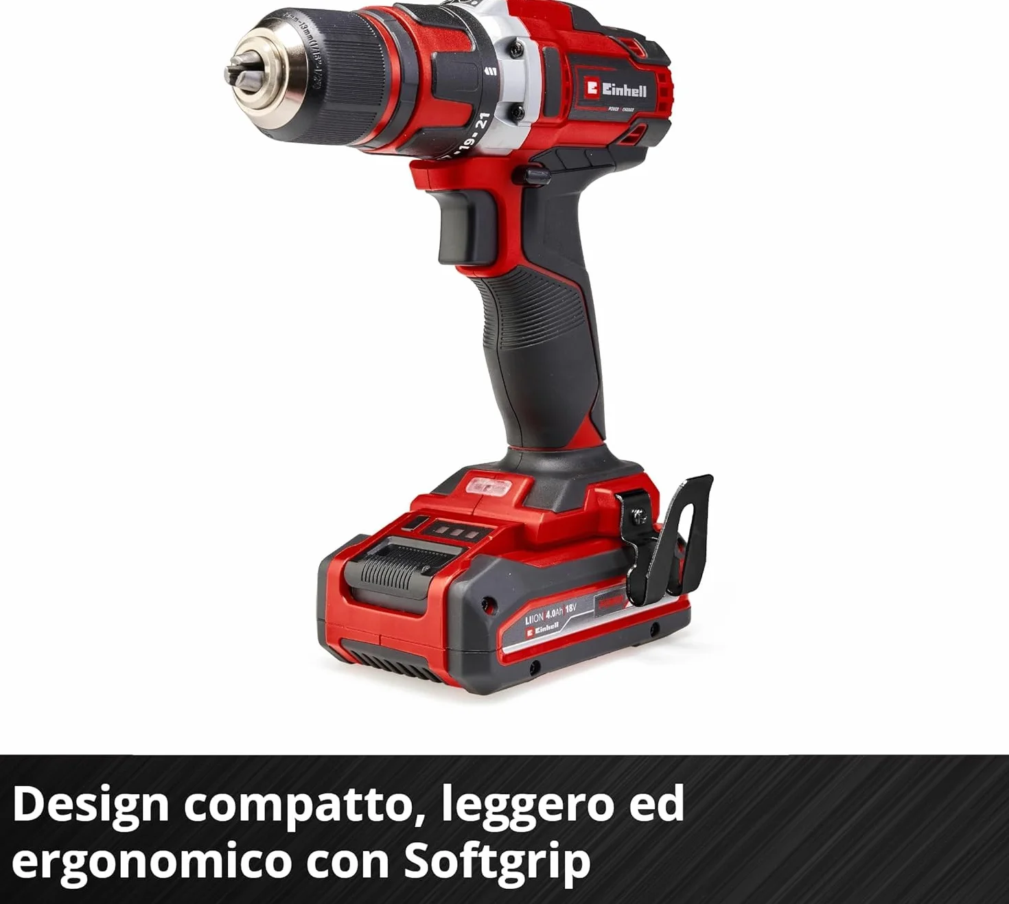 Einhell TE-CD 18/40 Li-Solo Trapano avvitatore a batteria Power X-Change (torsione 40Nm, vel. 1 giri al min. 400, vel. 2 giri al min. 1,500, mandrino 13 mm),Versione 2024