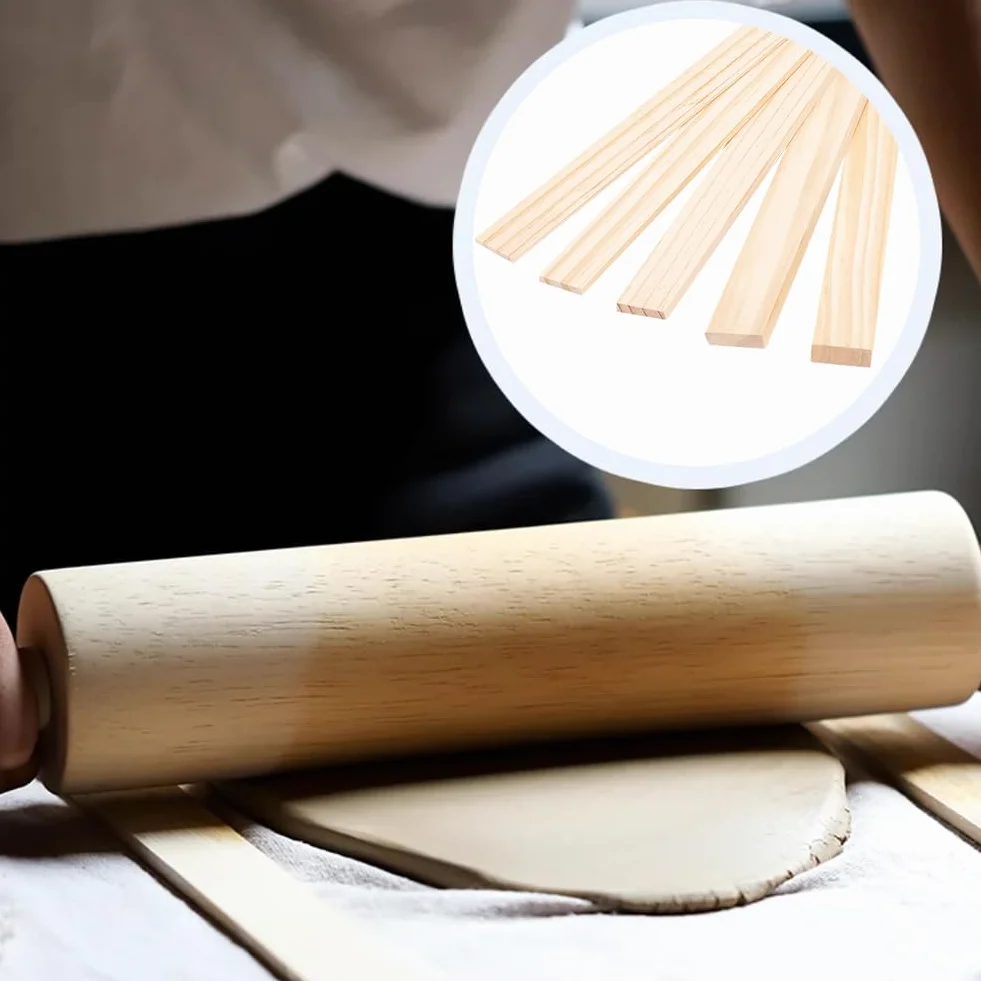BENECREAT 10 pz Fogli di Legno Strumenti di Ceramica, Guida per Bastoncini di Fango Rettangolare di 5 Dimensione per Lo Spessore Dell'Argilla Polimerica in Ceramica,Halloween Christmas