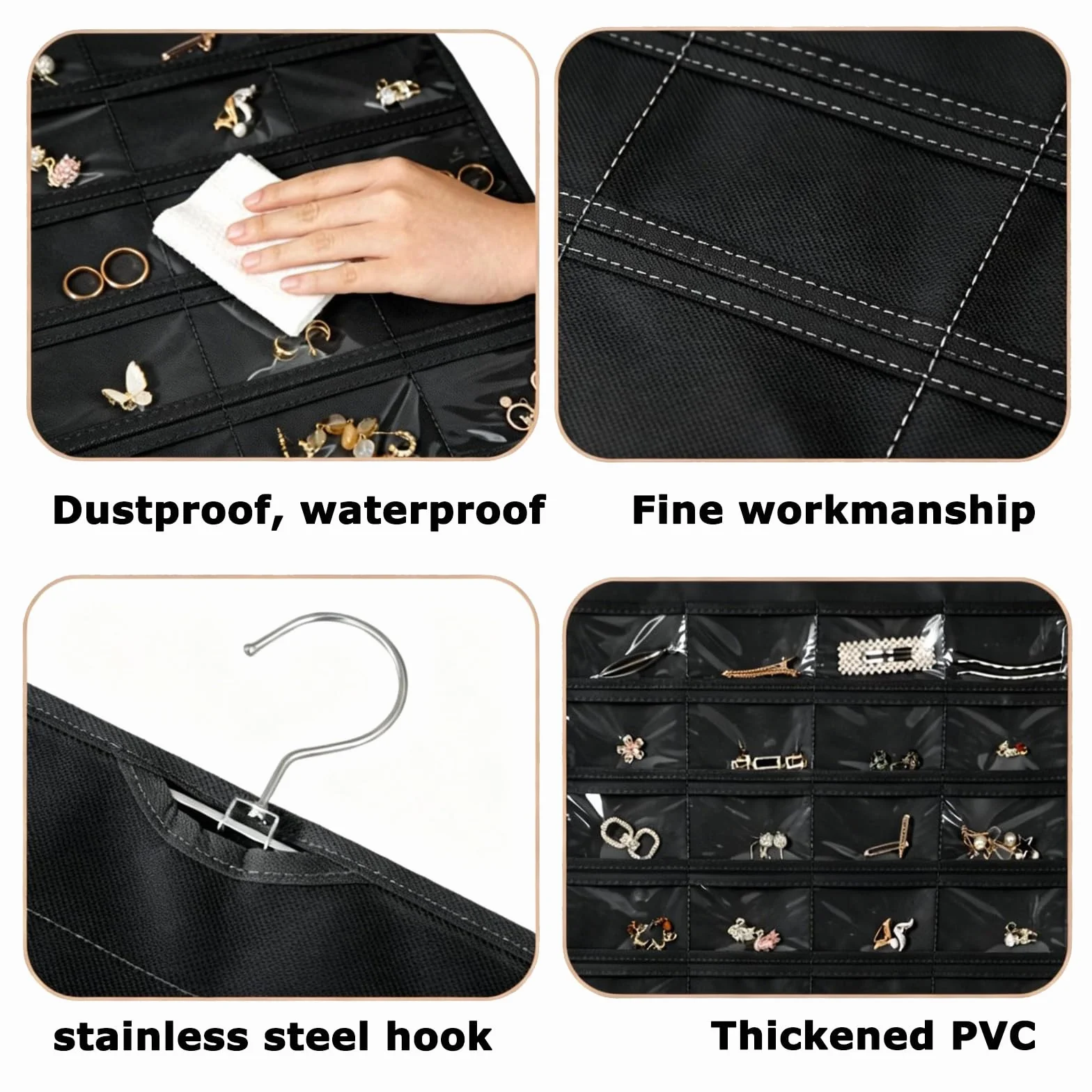 Organizer Gioielli Da Appendere 48 Tasche, Doppio Lato Porta Collane In Pvc Trasparente, Porta Gioielli Da Armadio Per Orecchini, Collane, Anelli, Bracciali