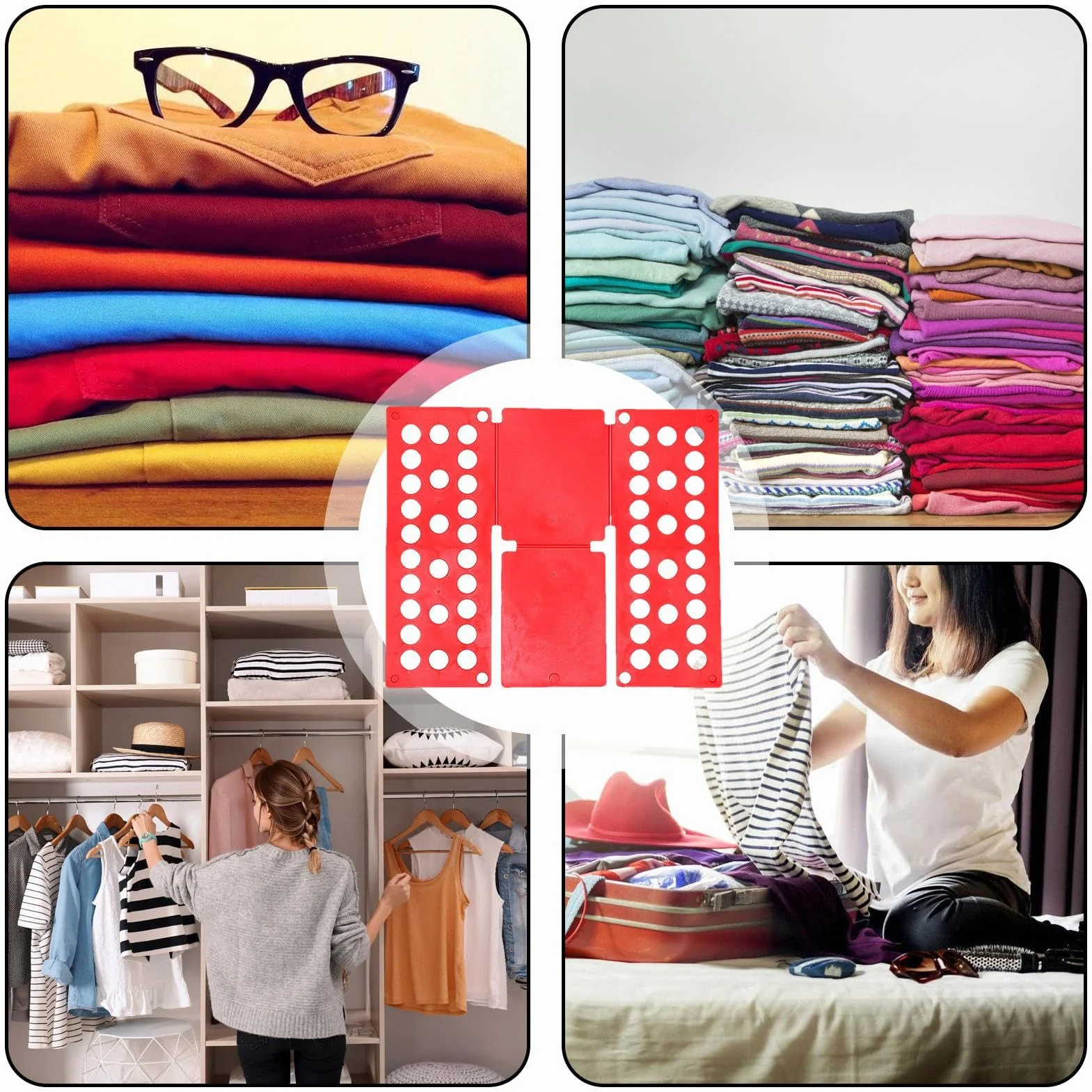 Piegabiancheria per Abbigliamento | Assistente Piegatura Magliette e Vestiti - Accessorio Pieghevole Rapido Per Organizzare Biancheria In Casa, Viaggi E Cameretta Per Adulti E Bambini