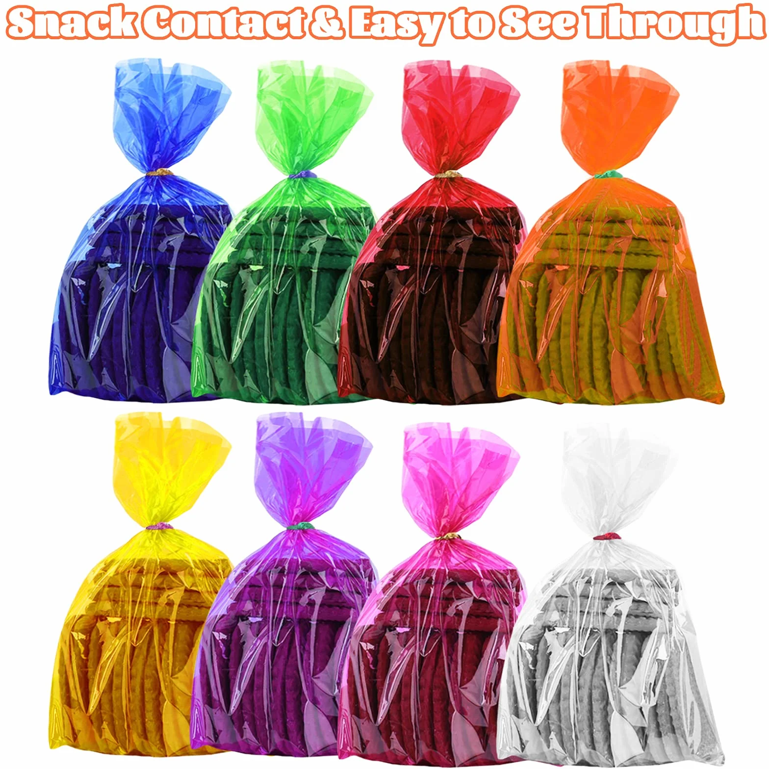 Cinvo 160 sacchetti colorati in cellophane con laccetti intrecciati 15 x 22 cm 8 colori