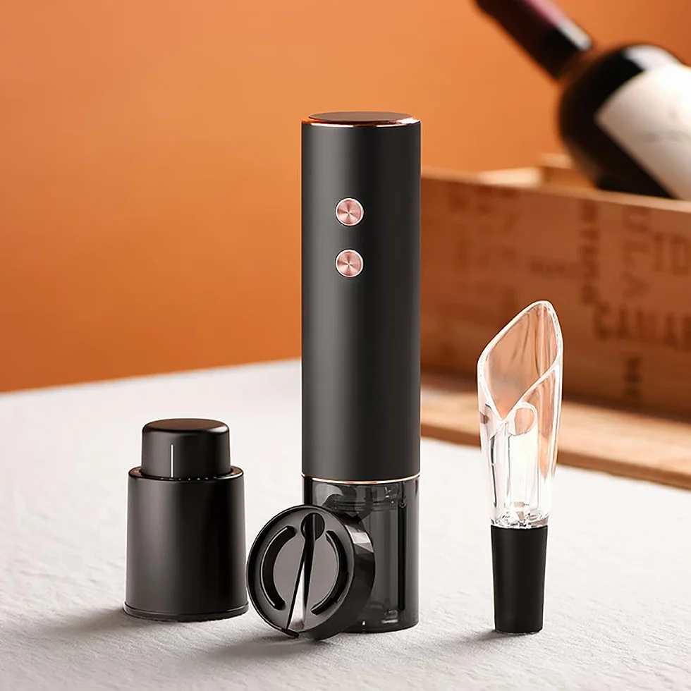 Cavatappi Elettrico per Vino Apribottiglie Elettrici Automatico Professionale per Gli Amanti del Vino Regalo di Lusso (Oro, Set, Scatola Regalo, Ricaricabile)