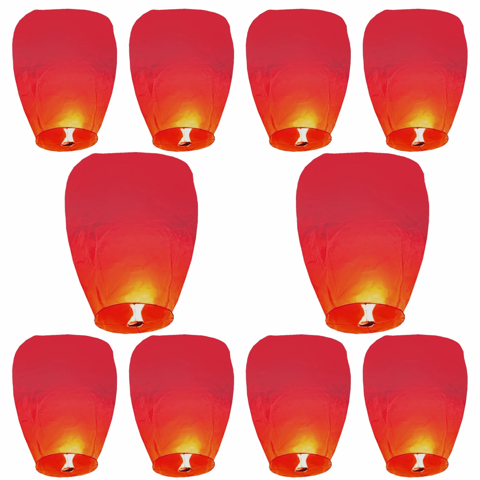 Lanterne Cinesi del Cielo Rosso 10 Pezzi, Lanterne di Carta Volanti, Luci Luminose per Festa