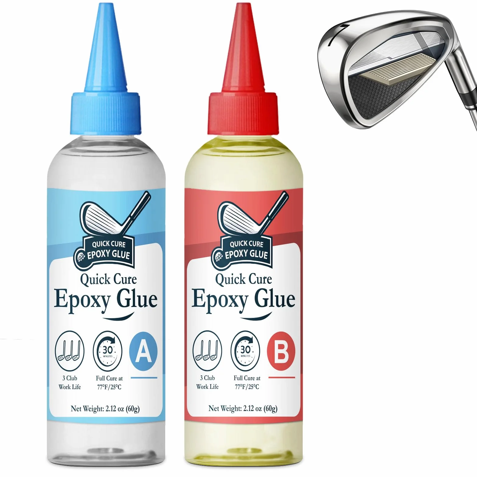 Mazze da golf epossidiche da 120 ml, a rapida polimerizzazione, trasparente, durevole, epossidico per riparare tutte le mazze da golf, teste di golf, driver, putter e ferri da stiro