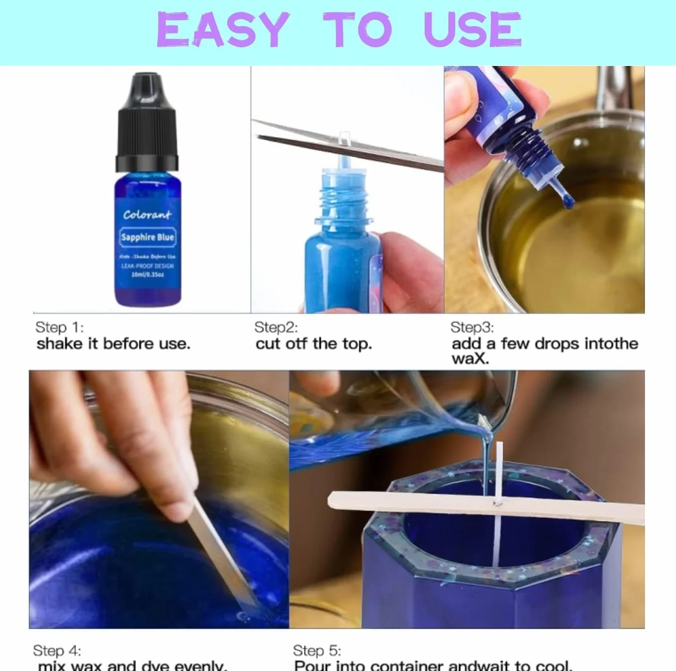 Set di colori per cera per candele, 20 colori liquidi per la produzione di candele Tintura liquida altamente concentrata per cera di soia cera d'api cera di paraffina - 10 ml