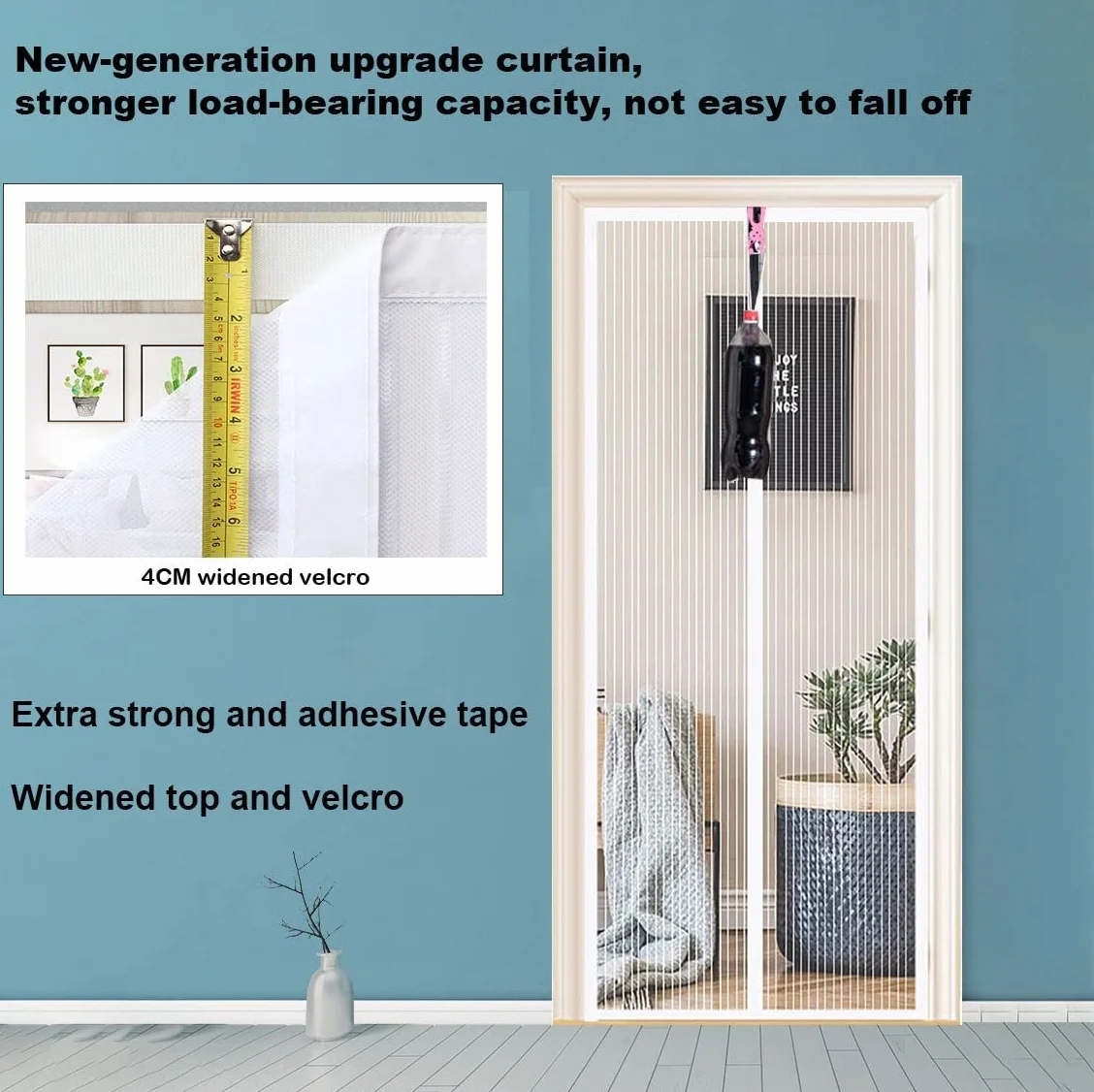 Zanzariera Magnetica per Porte 120 x 230 cm, Tenda Magnetica Zanzariera Porta, Nessun Attrezzo Richiesto, Facile da Installare, Adatto a Bambini e Animali Domestici, Strisce Bianche
