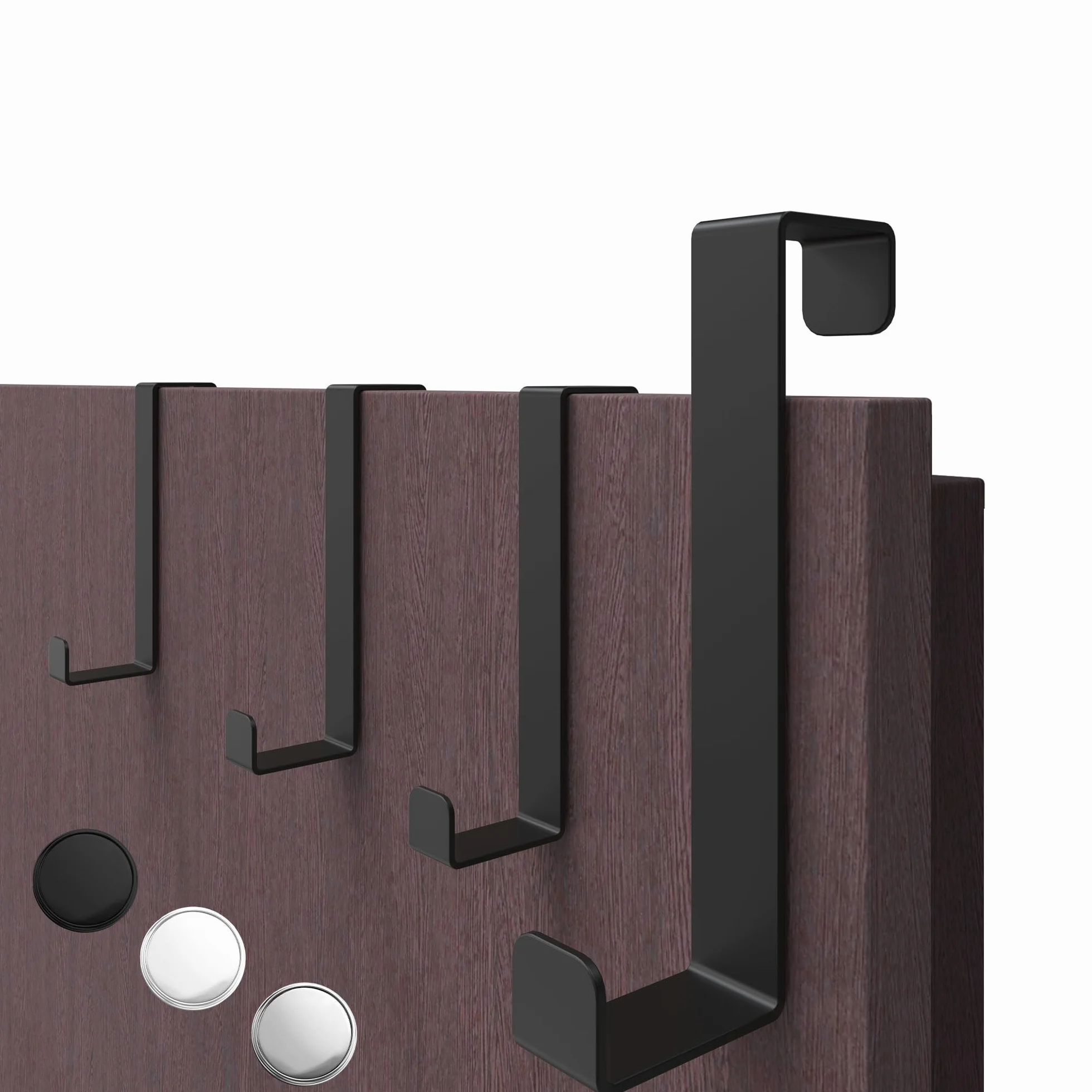 4smile Ganci per porta da appendere, set da 4 pezzi, colore nero, per porta o armadio, ganci versatili da appendere – appendiabiti da porta ad alta capacità di portata, stabile
