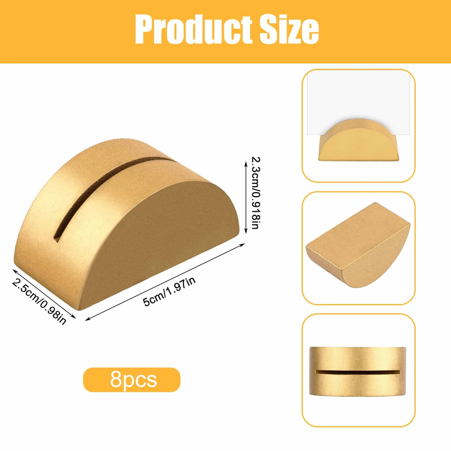 8 pz Supporti per Numeri da Tavolo, Segnaposto Moderni Porta Carte Nome Tavolo Clip Portafoto Design Semicircolare per Banchetti di Nozze Anniversario Festa di Compleanno (Oro)