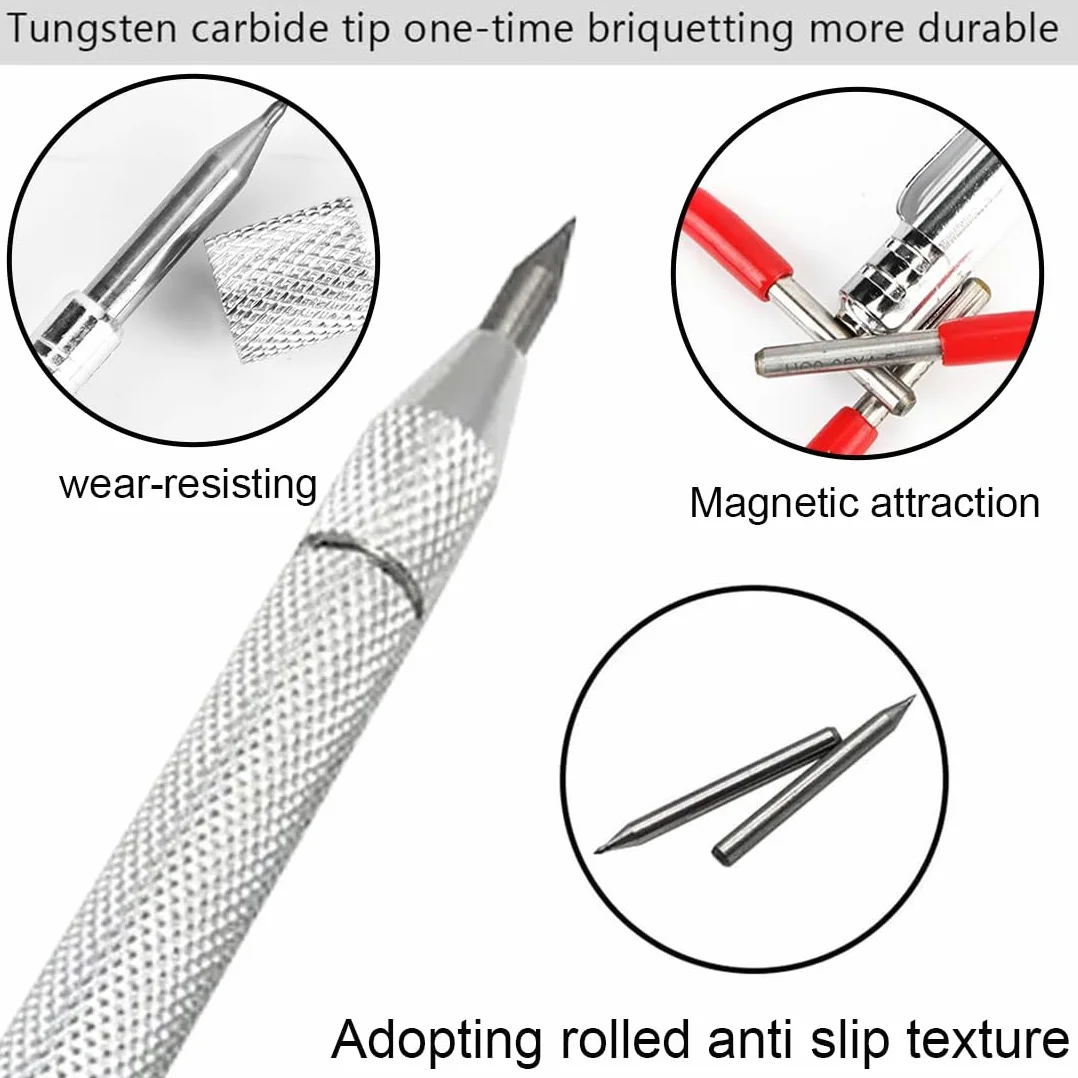 WUSJCOF Penne con Punta in Tungsteno 1PCS Penna Carburo di Tungsteno con 6PCS Punte di Penna Aggiuntive,Tungsteno Carburo Punta Scriber per Scrivere su Legno,Acciaio e Vetro