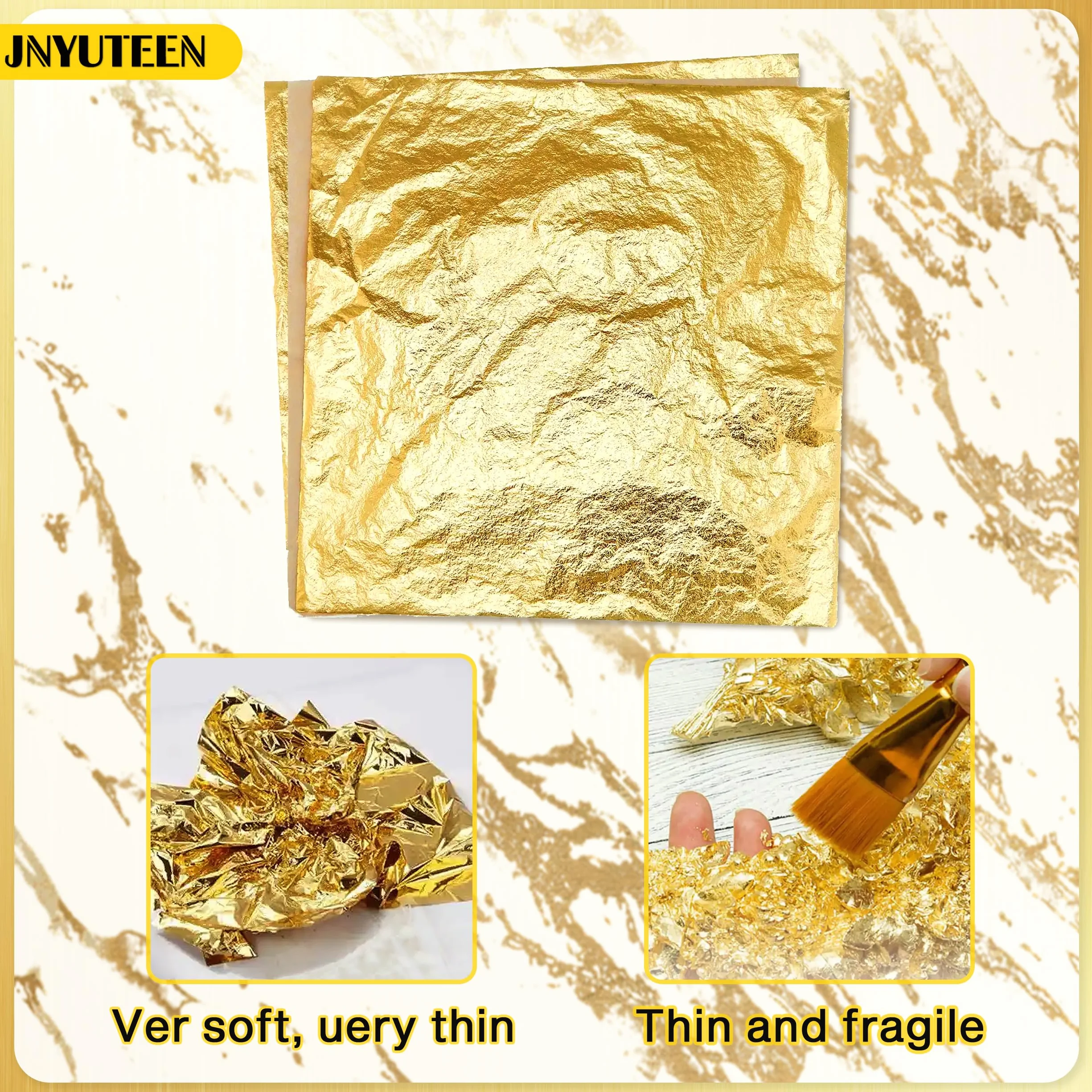300 Fogli Foglia Oro per Fai da Te, Set con Pennelli E Pinzette Carta Dorata 8 x 8,5 cm, Oro Argento Finto per Progetti DIY Decorazione Artigianato