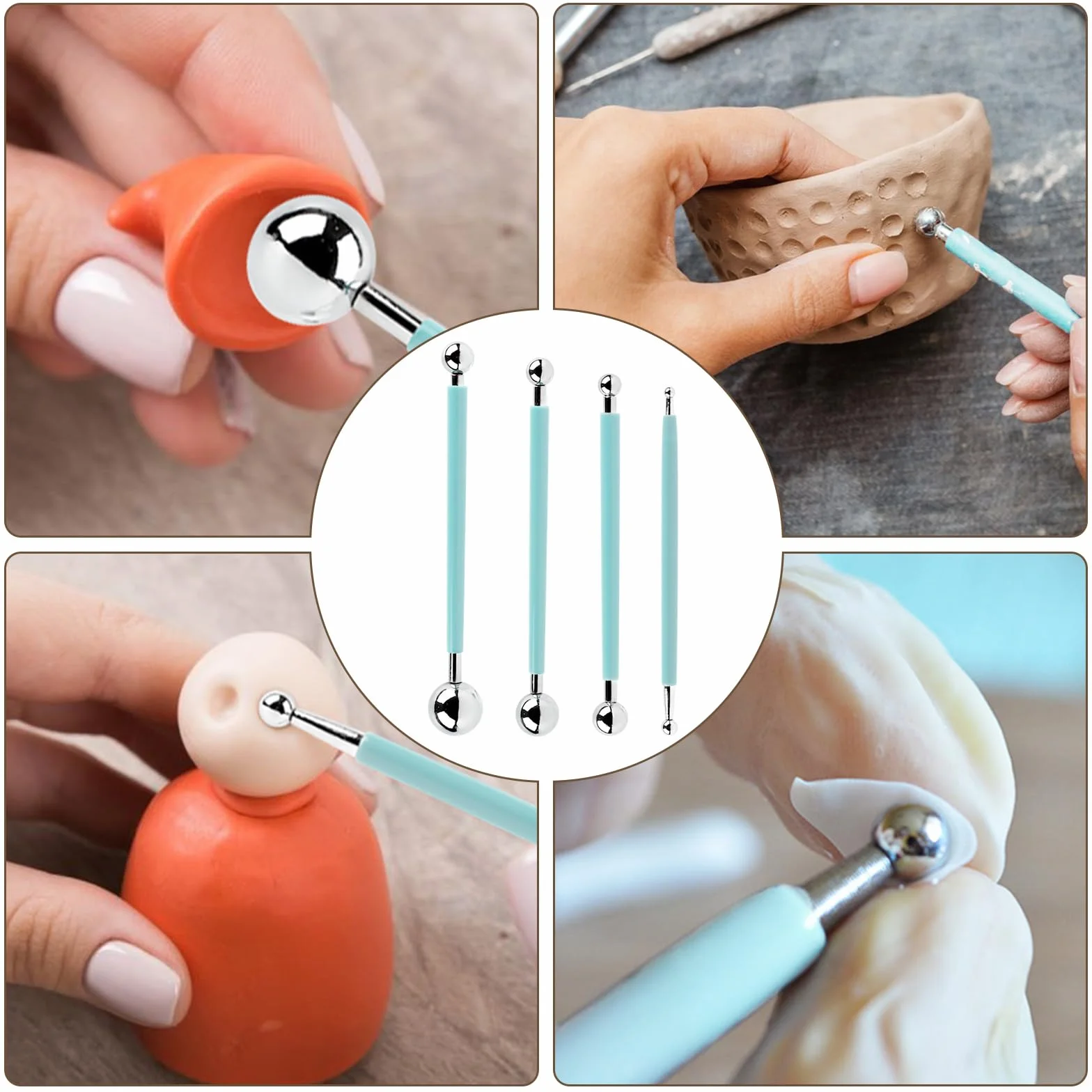 17 Pezzi Kit Ceramica，Strumenti Argilla，Attrezzi Ceramica,42Pezzi Strumenti con Borsa Portatile，Attrezzi Ceramica,Sculpting Tool ，per Scultura in Argilla e Cake Torta Design，Fai da Te Artistico