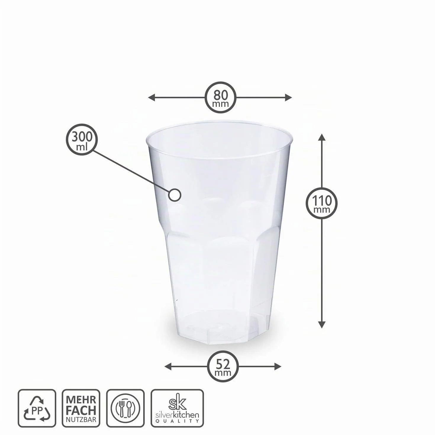 Bicchieri da cocktail 300 ml infrangibili riutilizzabili in plastica PP Made in Germany