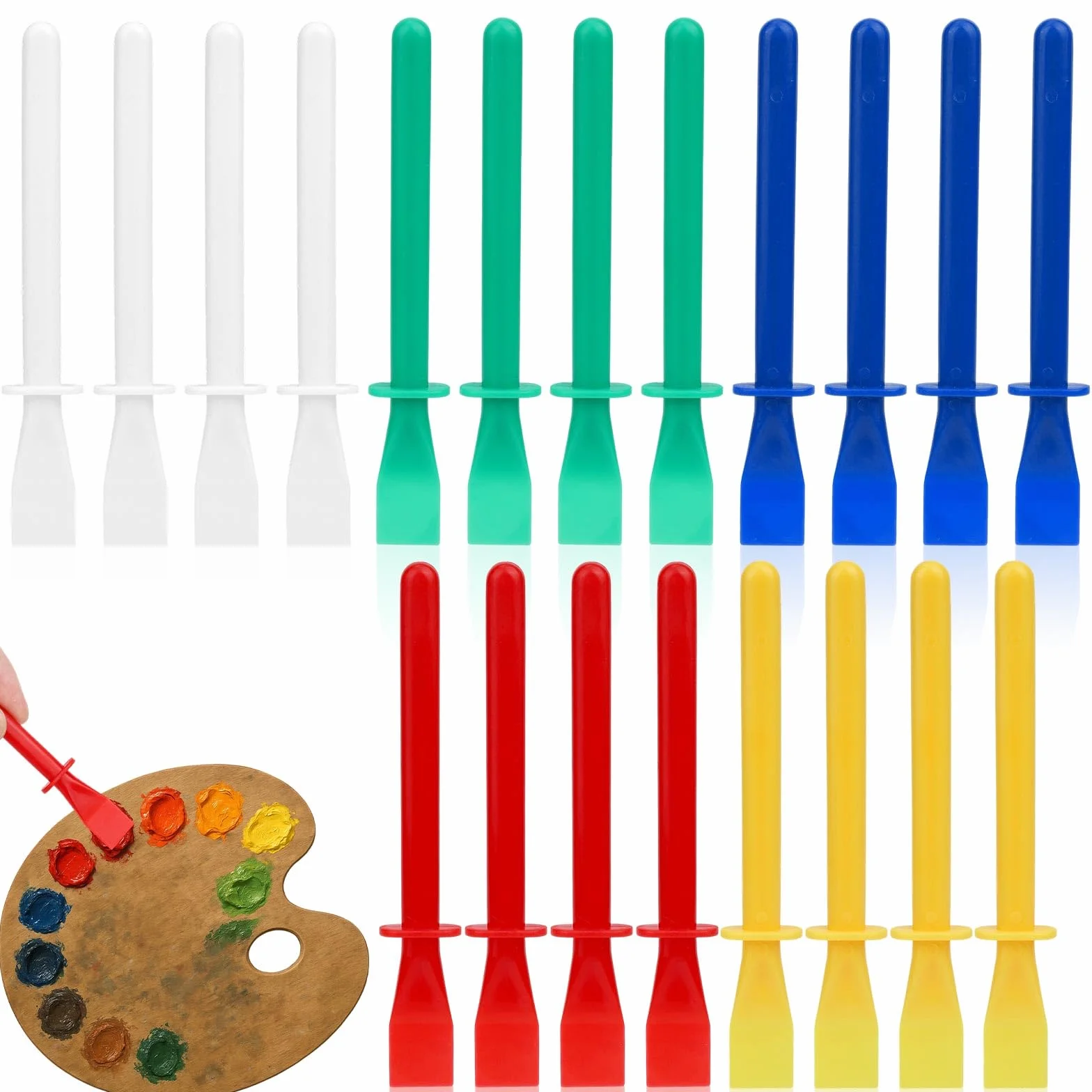 Set di 20 Applicatori Colla, 5 Pennelli e Spatole per Colla in Plastica Colorati per Progetti Fai Da Te di Carta Legno e Lavorazione del Legno