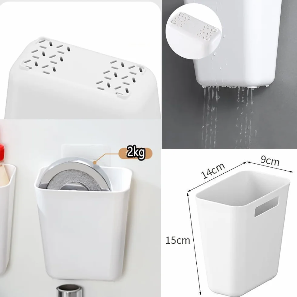 Zikenis 4 Pezzi scatole portaoggetti autoadesive montate a parete, scatola portaoggetti per piccoli oggetti, scatola portaoggetti per porta dell'armadio da cucina, per armadietto, bagno, frigorifero