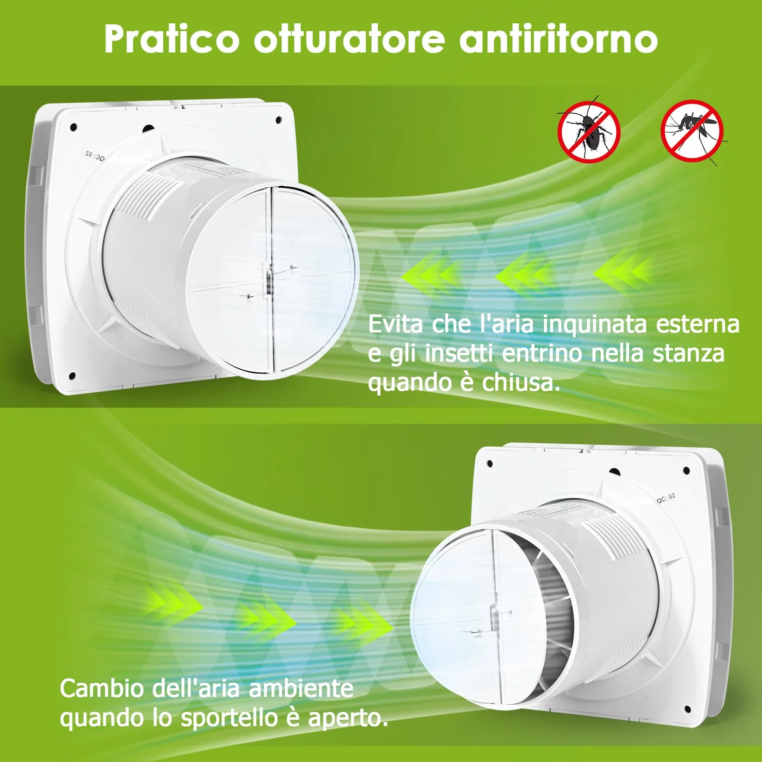 Aspiratore Bagno 100mm Ventola Aspirazione Bagno Silenzioso, Estrattore Aria con Valvola Antiritorno Per Bagno,Wc,Cucina,Ufficio,Serra,Garage, IPX4