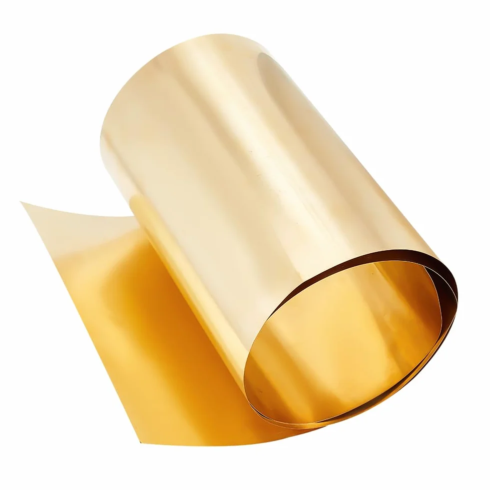 OLYCRAFT 1x0.2m Rotolo d'ottone d'oro Chiaro Resistente alle intemperie Foglio d'ottone Spesso 0,2 mm Fogli d'ottone d'oro per Il Taglio di Fai da Te Crafts Decorazione Domestica Tetto Lampeggiante
