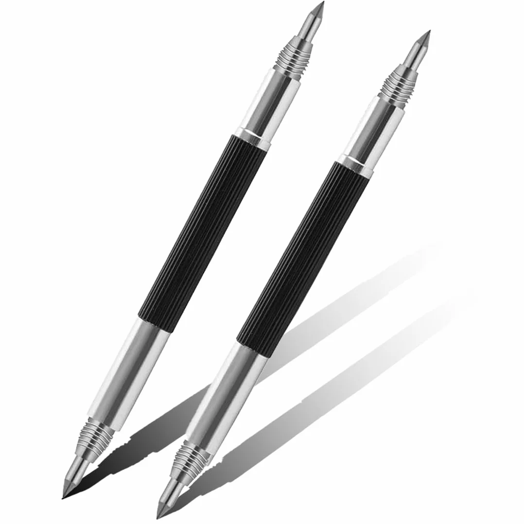 2 Pz Scriber Tool Punta In Carburo - Penna Portatile Per Incisore Con Clip E Magnete (Silver)