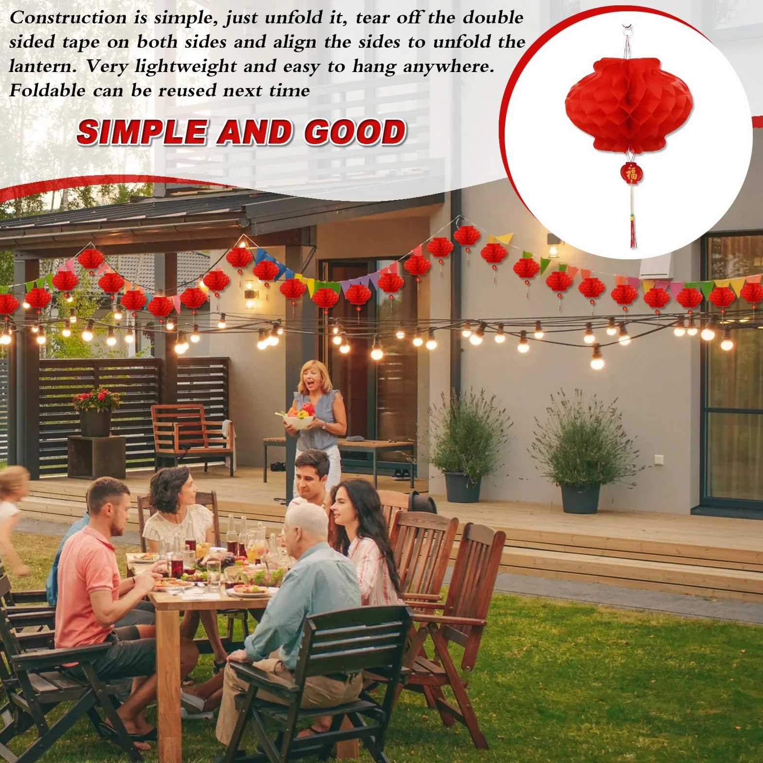 Decorazione Lanterna Rossa, Appendere Lanterne Rosse，Lanterne Volanti Di Carta, Lanterna Cinese Uniche ed Eleganti Usato per Matrimonio, Capodanno, Capodanno Lunare, Decorazione del Ristorante