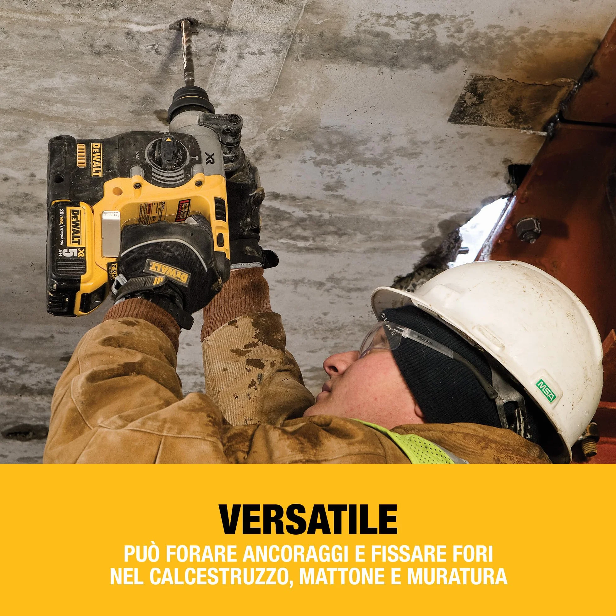 DEWALT 18V XR Trapano a Percussione Brushless 24mm SDS-Plus con 2 batterie da 5Ah, Caricabatterie Multi-Voltaggio XR e Kitbox TSTAK Heavy Duty, DCH273P2T-QW