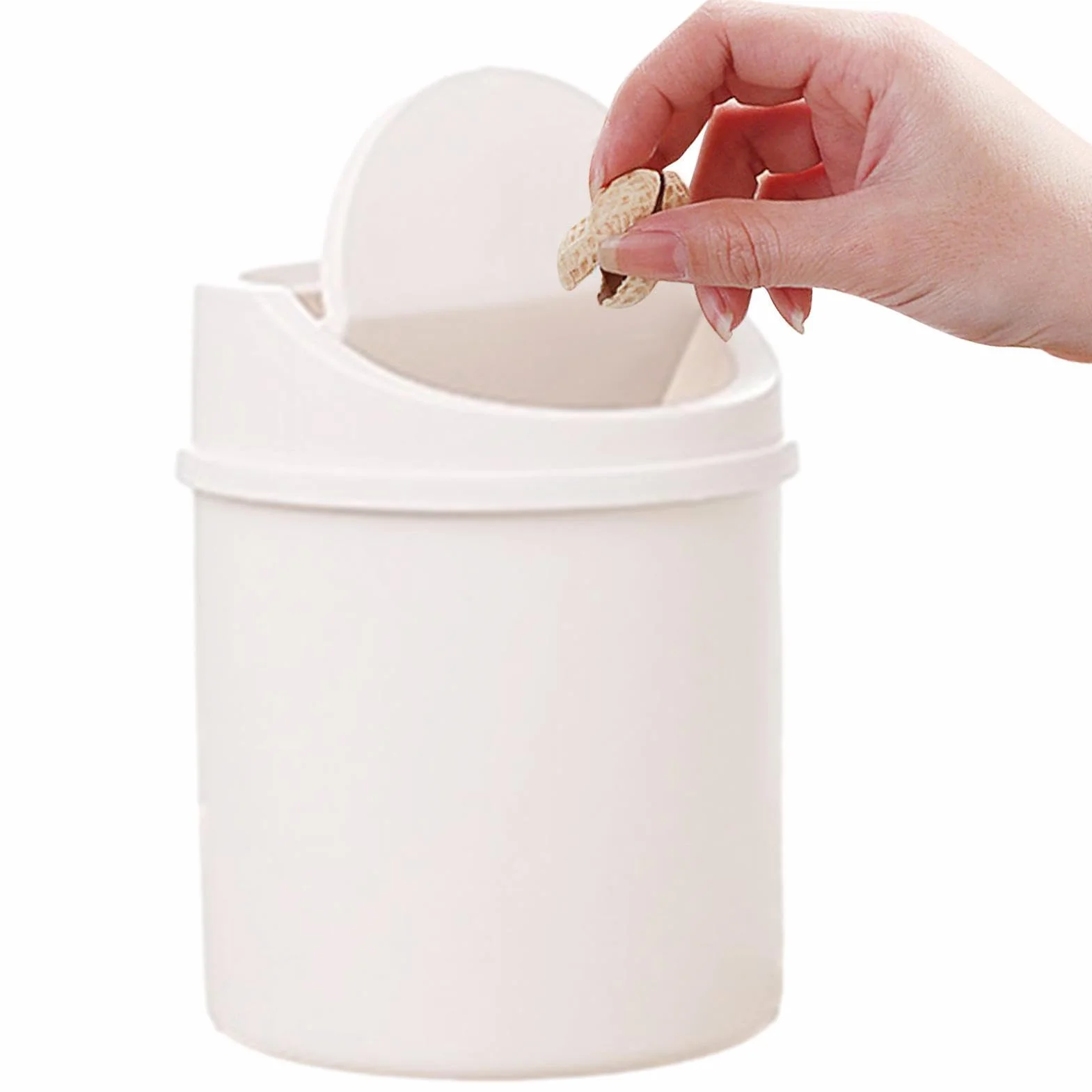 Cestino da Scrivania e Tavolo con Coperchio Girevole, Cestino per Rifiuti e Carta, per Interni Auto, Cucina, Camera da Letto, Uffici