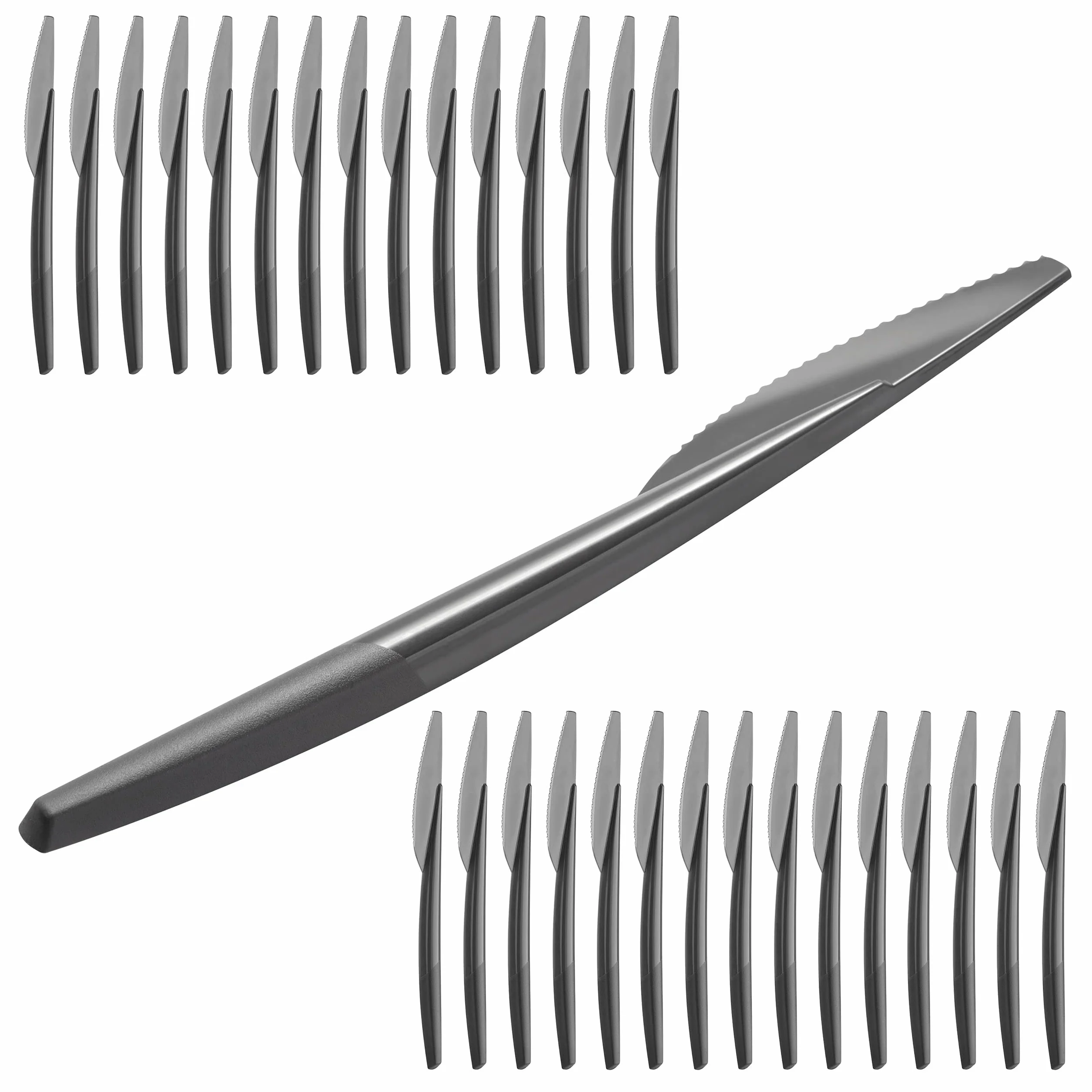 Grizzly Set di posate in plastica 20 coltelli riutilizzabili lavabili in lavastoviglie antracite