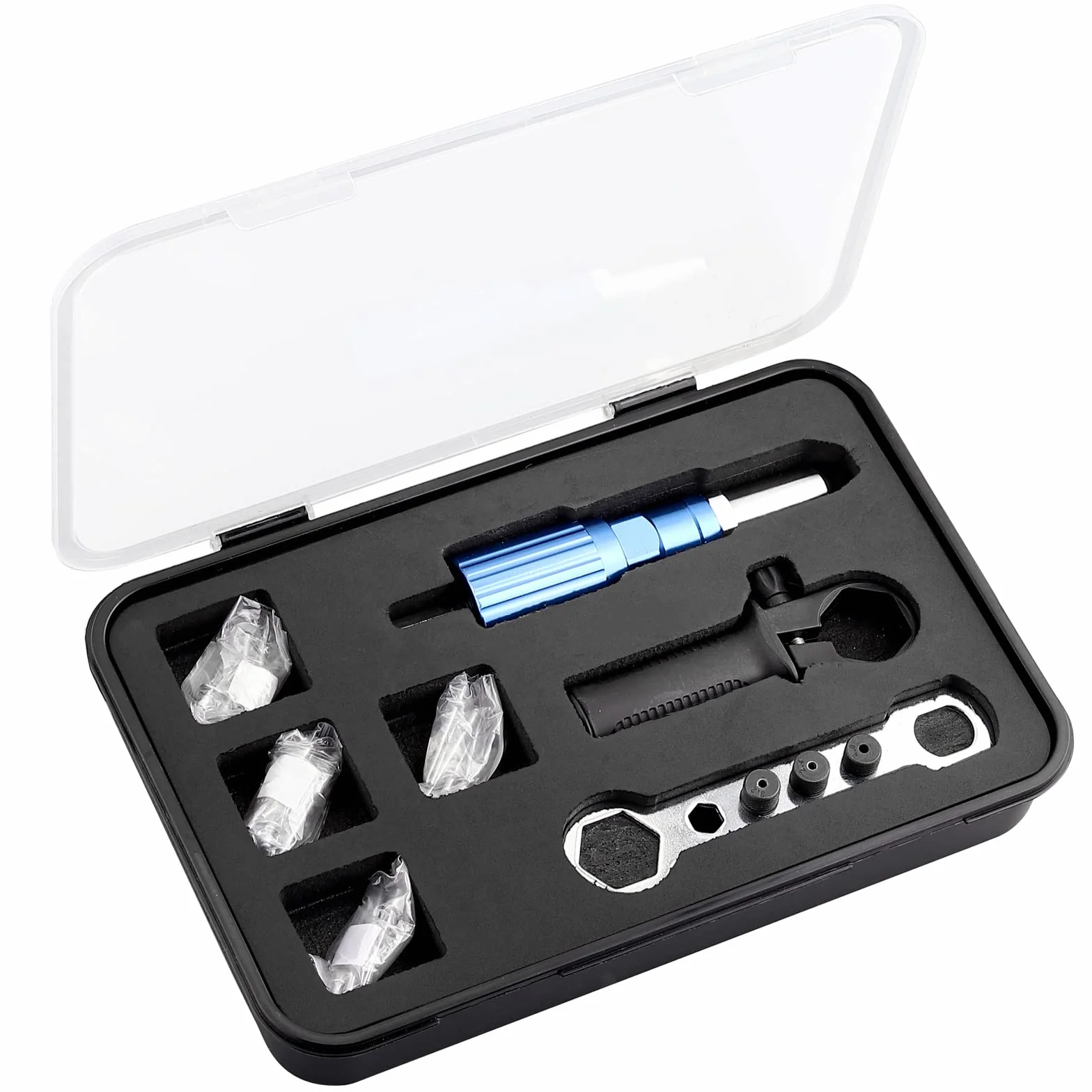 AUTOUTLET Rivetto per Trapano Avvitatore a Batteria, Adattatore Elettrico con Naselli 2,4/3,2/4,0/4,8 mm e 80 Rivetti Ciechi Alluminio Acciaio Inossidabile