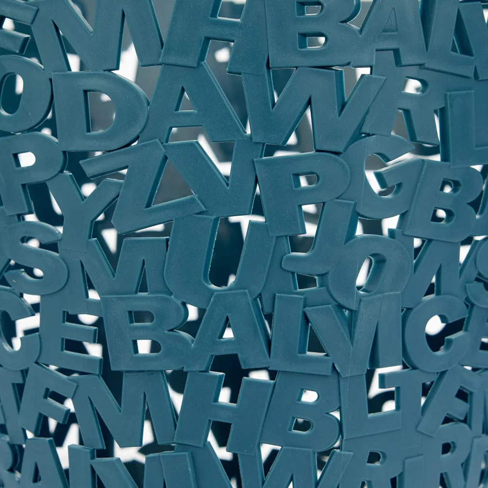 Balvi Cestino Letters Colore Blu Cestino Originale di Design con Lettere Ideale per uffici, casa e sc