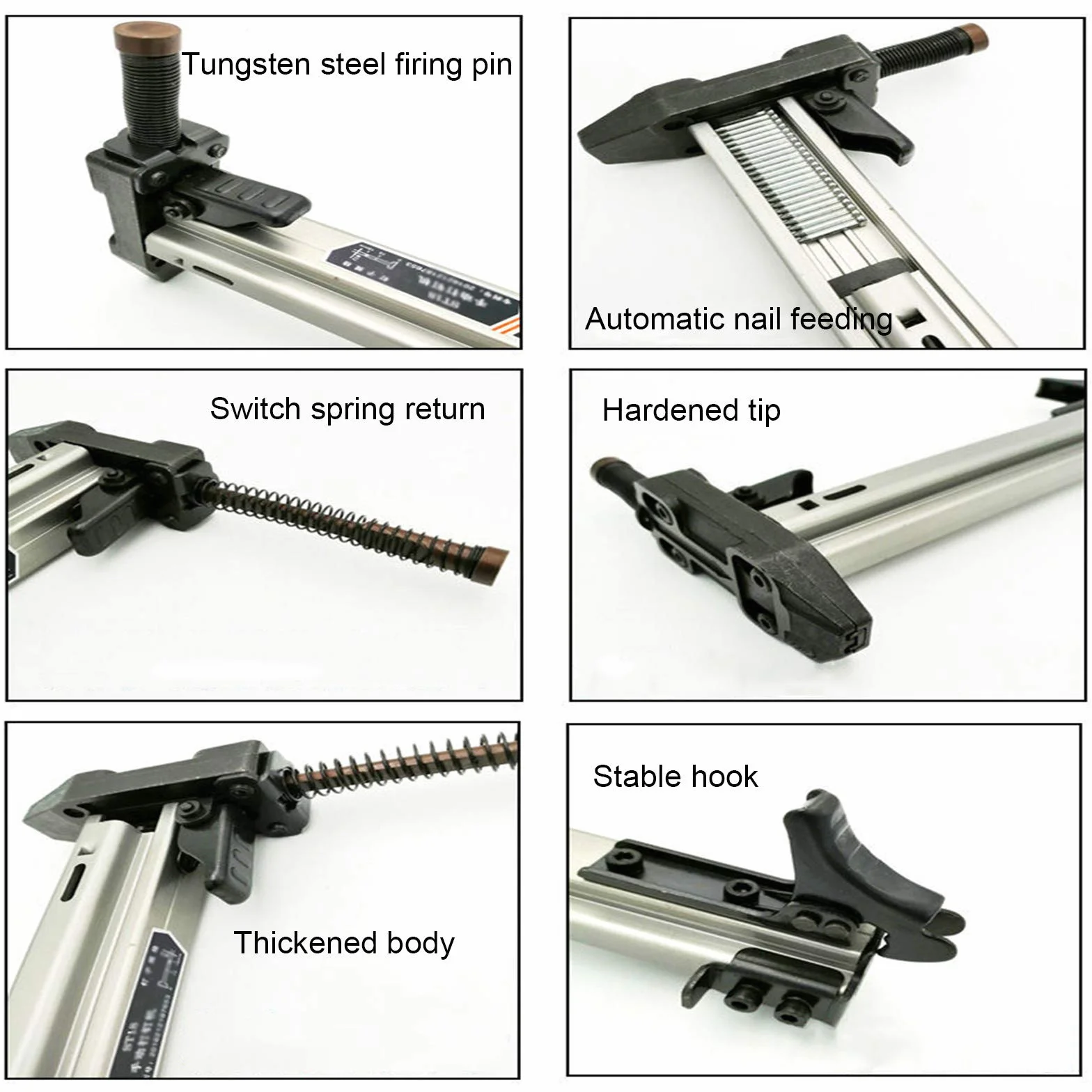 Pistola sparachiodi semiautomatica, Chiodatrici manuali multifunzione con testa in acciaio legato e corpo in lega di alluminio per trasporto automatico chiodi in acciaio ST-15 / ST-18 (1 Pezzo)