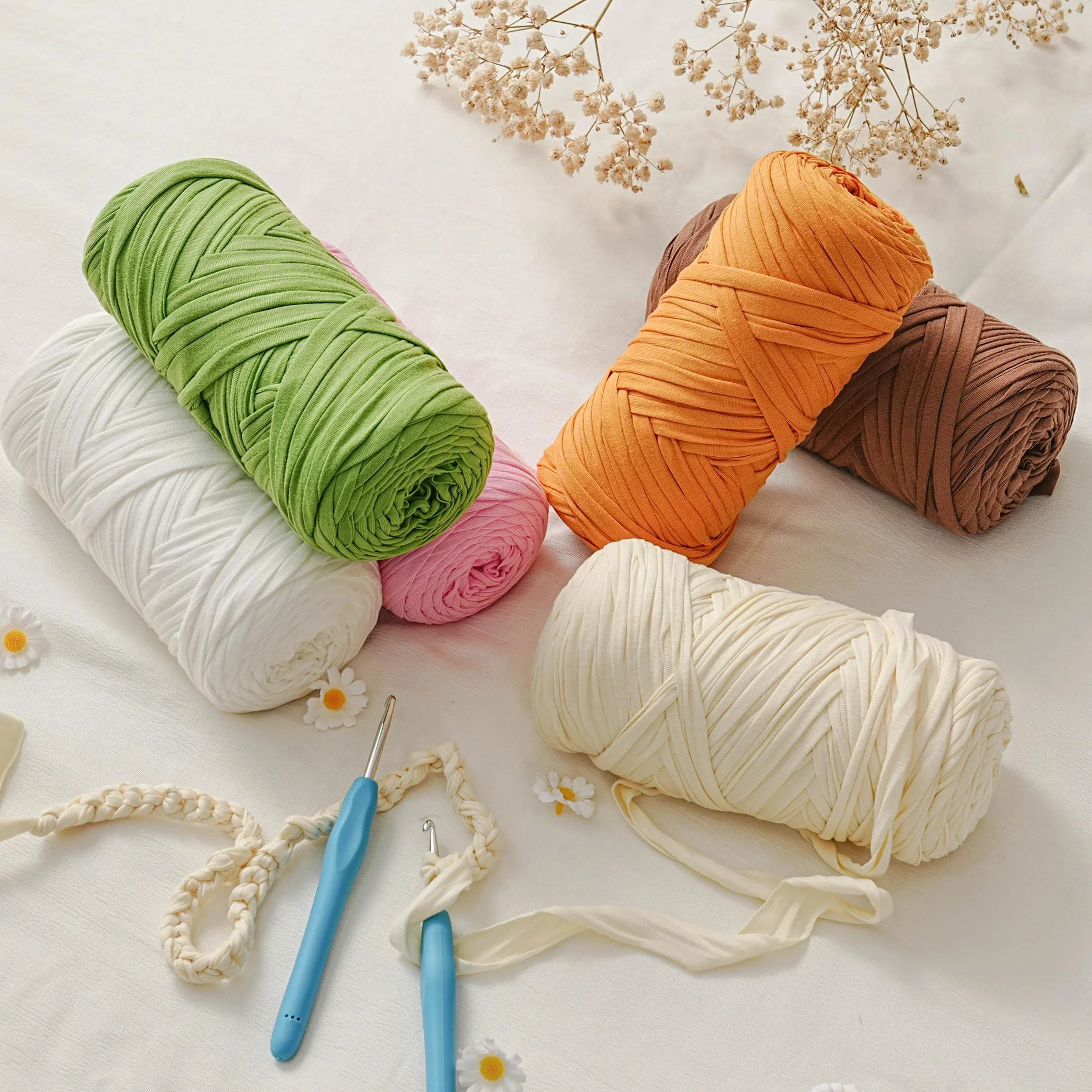 Vincona Fettuccia per Borse a Uncinetto 2x200g, Cordino per Borse Uncinetto, Adatto per Borse all'uncinetto, Cestini, Arazzi, Decorazioni per la Casa, Artigianato fai da te-Beige albicocca 16