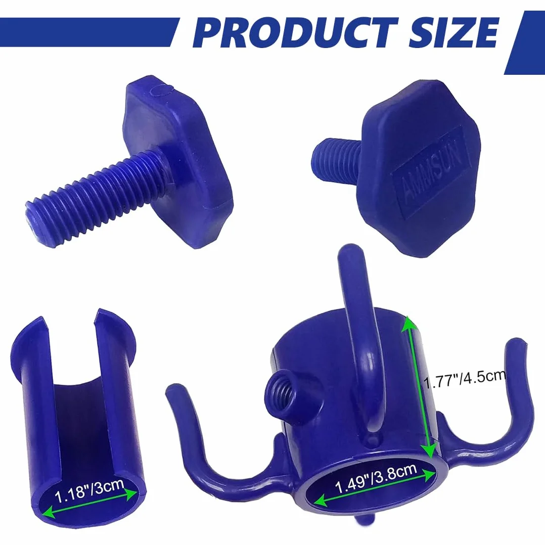 Gancio Ombrellone Spiaggia 2 Pezzi, Ganci a 4 Denti per Spiaggia, Campeggio, Viaggi – Gancio per Asciugamani, Borse, Abbigliamento, Occhiali da Sole, Fotocamere (blu, bianco)
