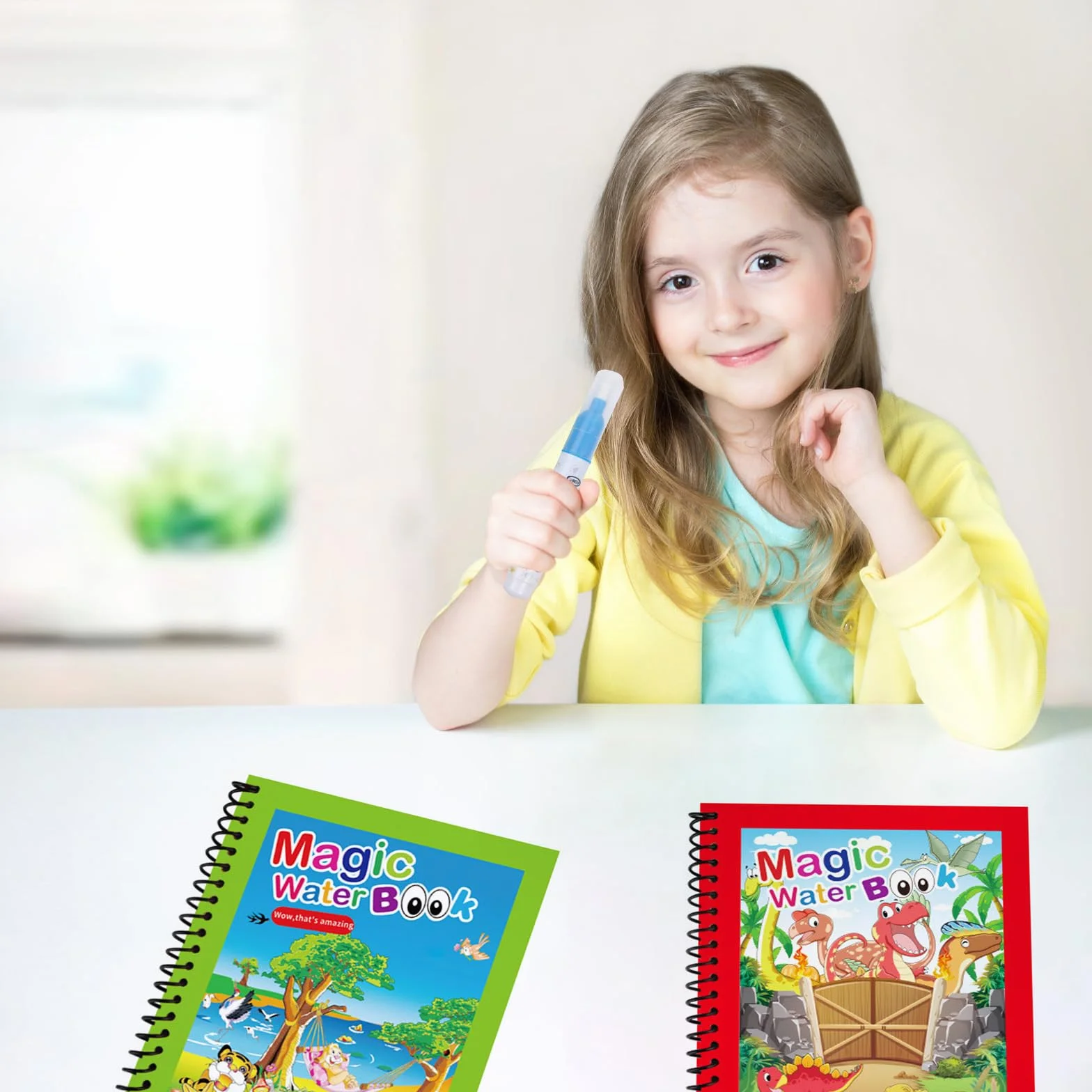 Foonary 4 libri da colorare ad acqua riutilizzabili con penna