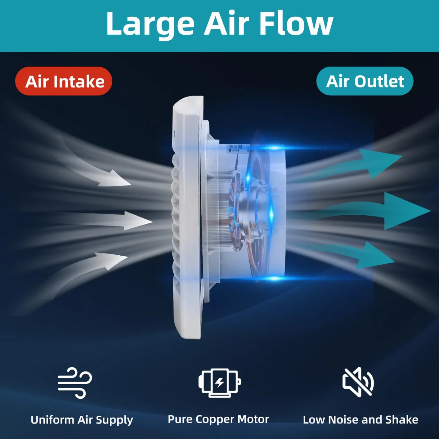 Aigostar Aspiratore da Bagno Ø 120 mm, Ventilatore con Valvola di Ritorno, 14W, Silenzioso, per Cucina WC Bagno