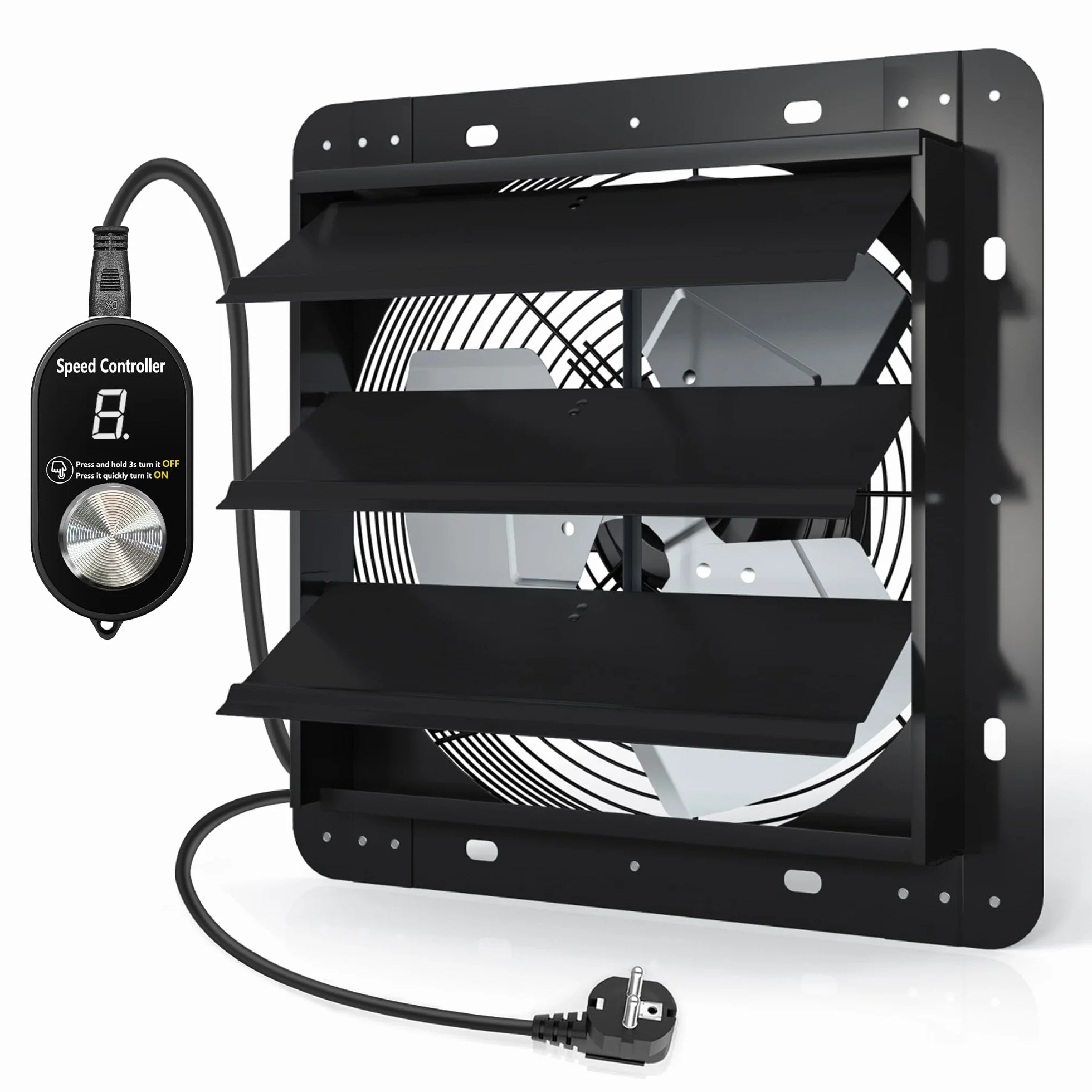 Aygrochy Ventilatore di scarico industriale da 250 mm, corrente rotante, motore EC, industriale, ventilatore da parete 1280 m³/h, ventilazione e raffreddamento per garage, loft e cucina