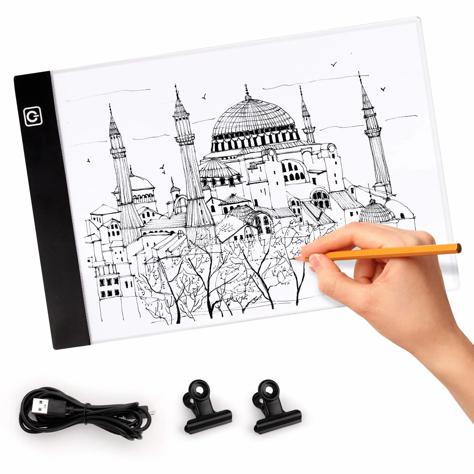 Tavoletta Luminosa, Light Box A4 LED Light Pad di Disegno, Tavola Luminosa Led, con Luminosità Regolabile, per Animazione, Schizzi, Progettazione, Disegno, Pittura a Diamante 5D (A4)