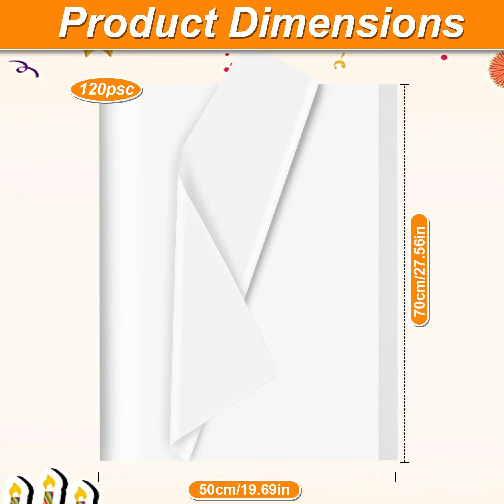 120 Fogli di Carta Velina Bianco, 50 x 70cm Carta Velina per Imballaggio,per Sacchetti Regalo,Per Cartamodelli, Matrimonio, Compleanno, Natale, Fai Da Te, Decorazione