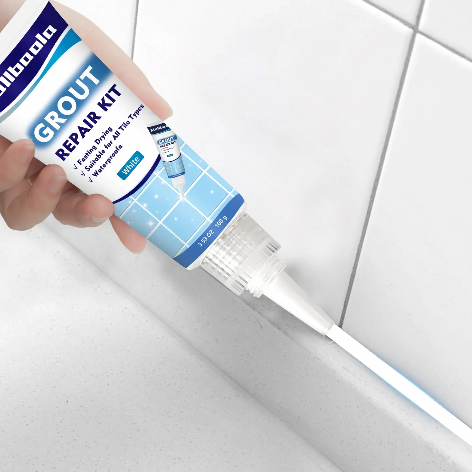 Set di Stucco per Piastrelle, Set di riparazione fughe per fughe, malta ad asciugatura rapida per piastrelle,Sigillante bagno e cucina per rinnovare le fughe (Bianco, Confezione da 2)