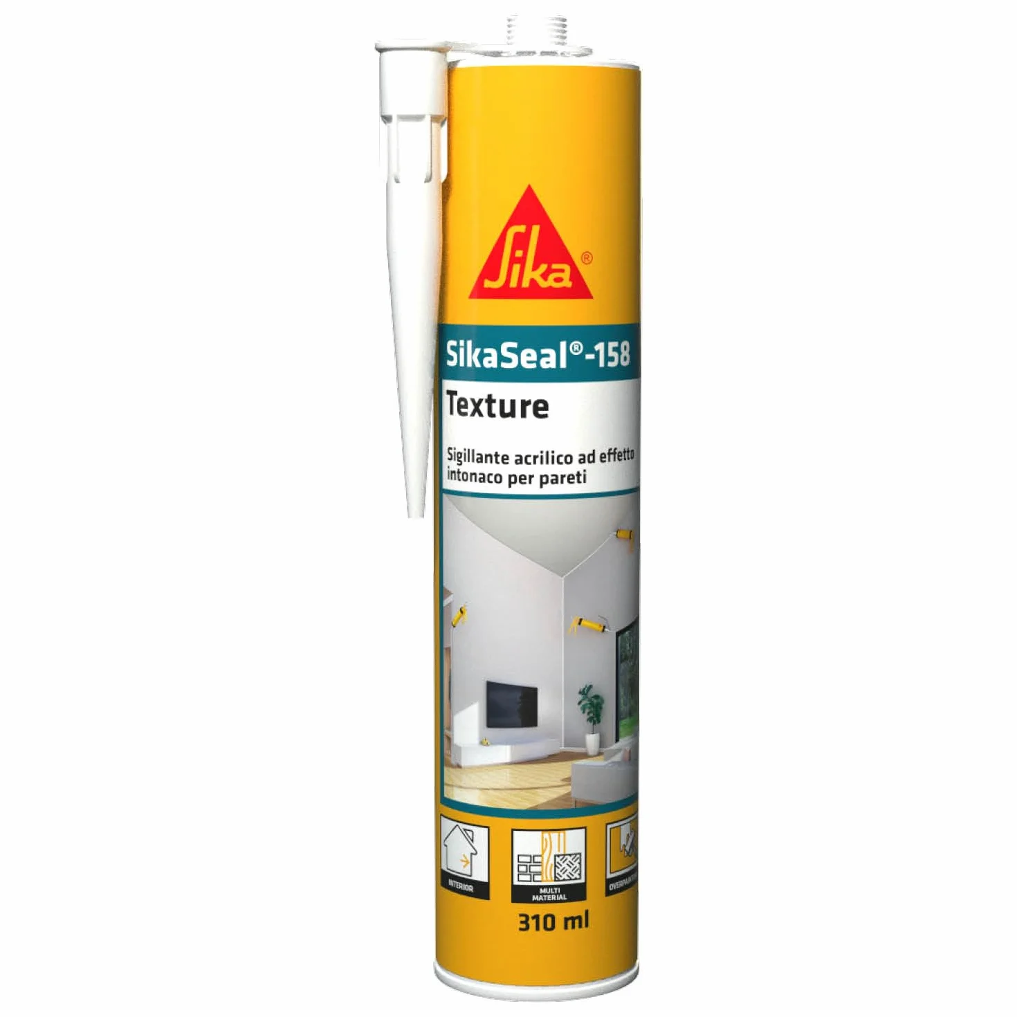 SIKA - Sigillante effetto intonaco - SikaSeal 158 Texture, Bianco - Riempie buchi e crepe nei muri in modo invisibile - Pronto all’uso, si mimetizza perfettamente - 310ml