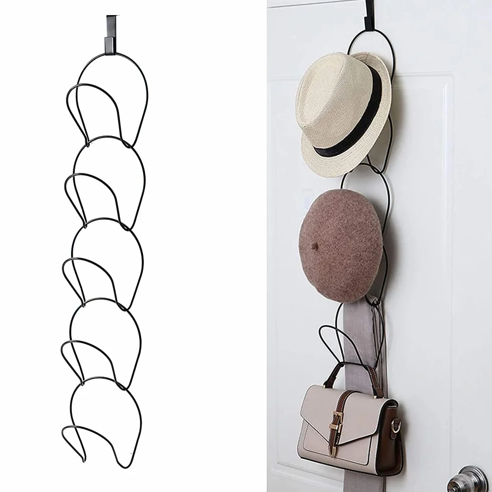 Willoo Ganci Appendi Cappello, Rack per Cappelli, Portacappelli da Muro per Cappelli, Porta Rack per Berretti da Baseball, per Porta, Armadio, Parete, Bagno (Nero)