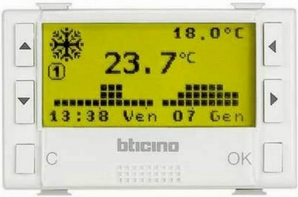 BTicino Matix AM5721 Cronotermostato Giornaliero/Settimanaleper Riscaldamento e Condizionamento